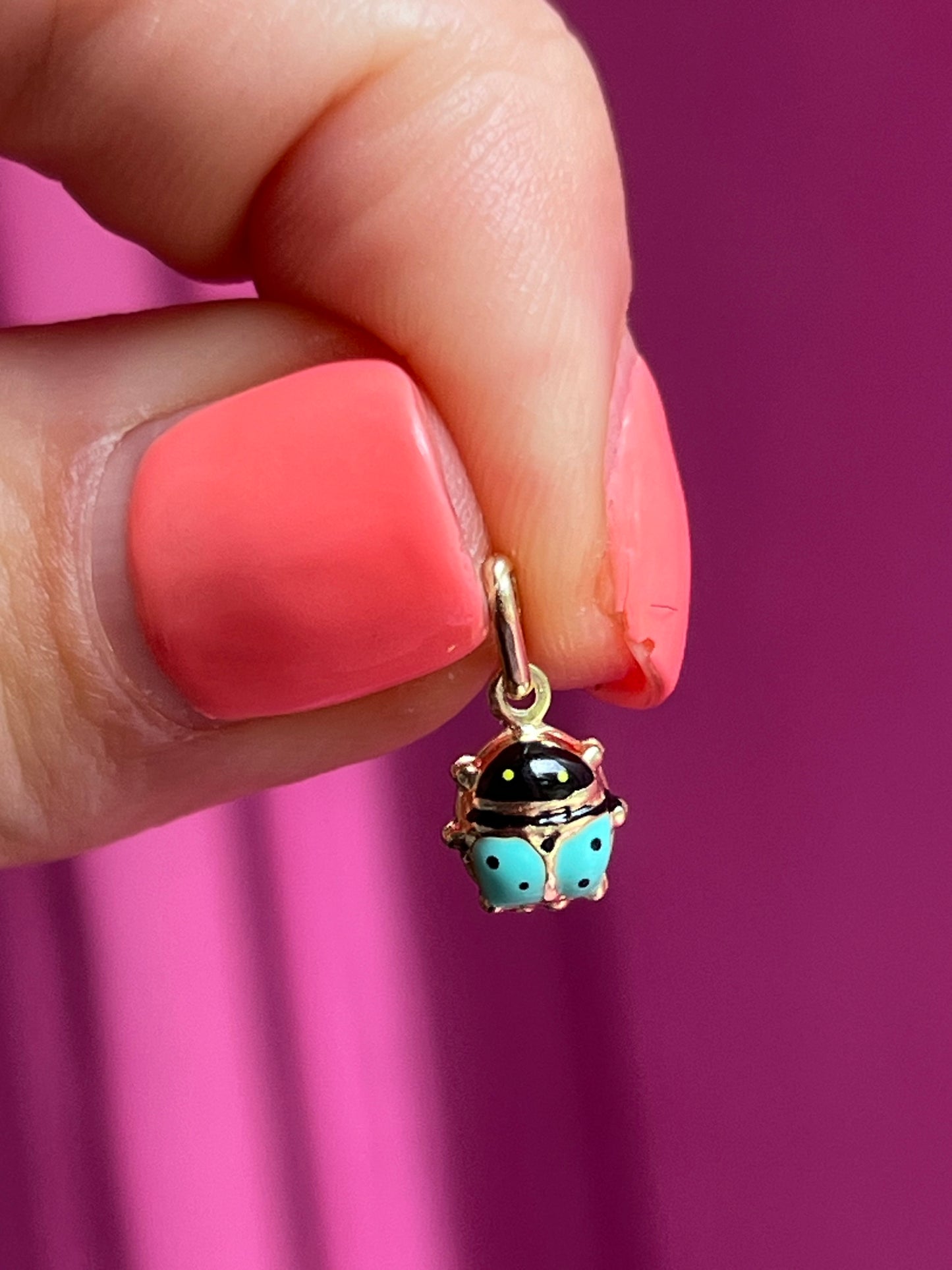 14k enamel ladybug charm - larger size