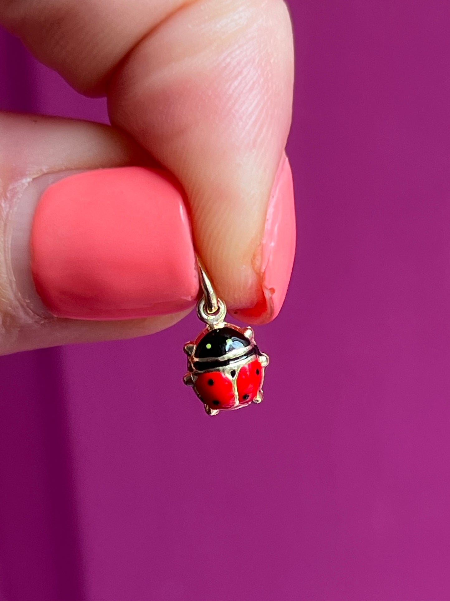 14k enamel ladybug charm - larger size