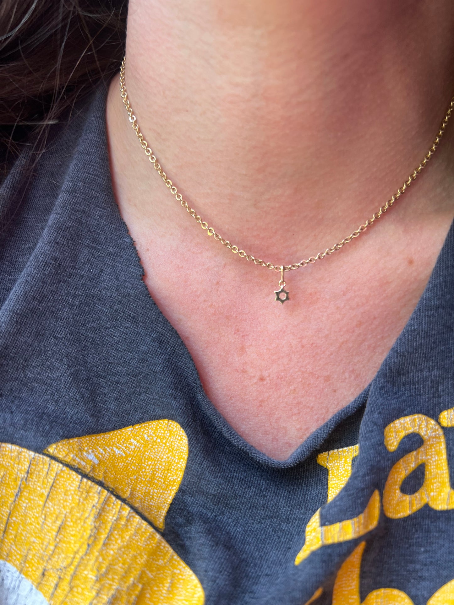 Enamel - 14k teeniest possible Star of David