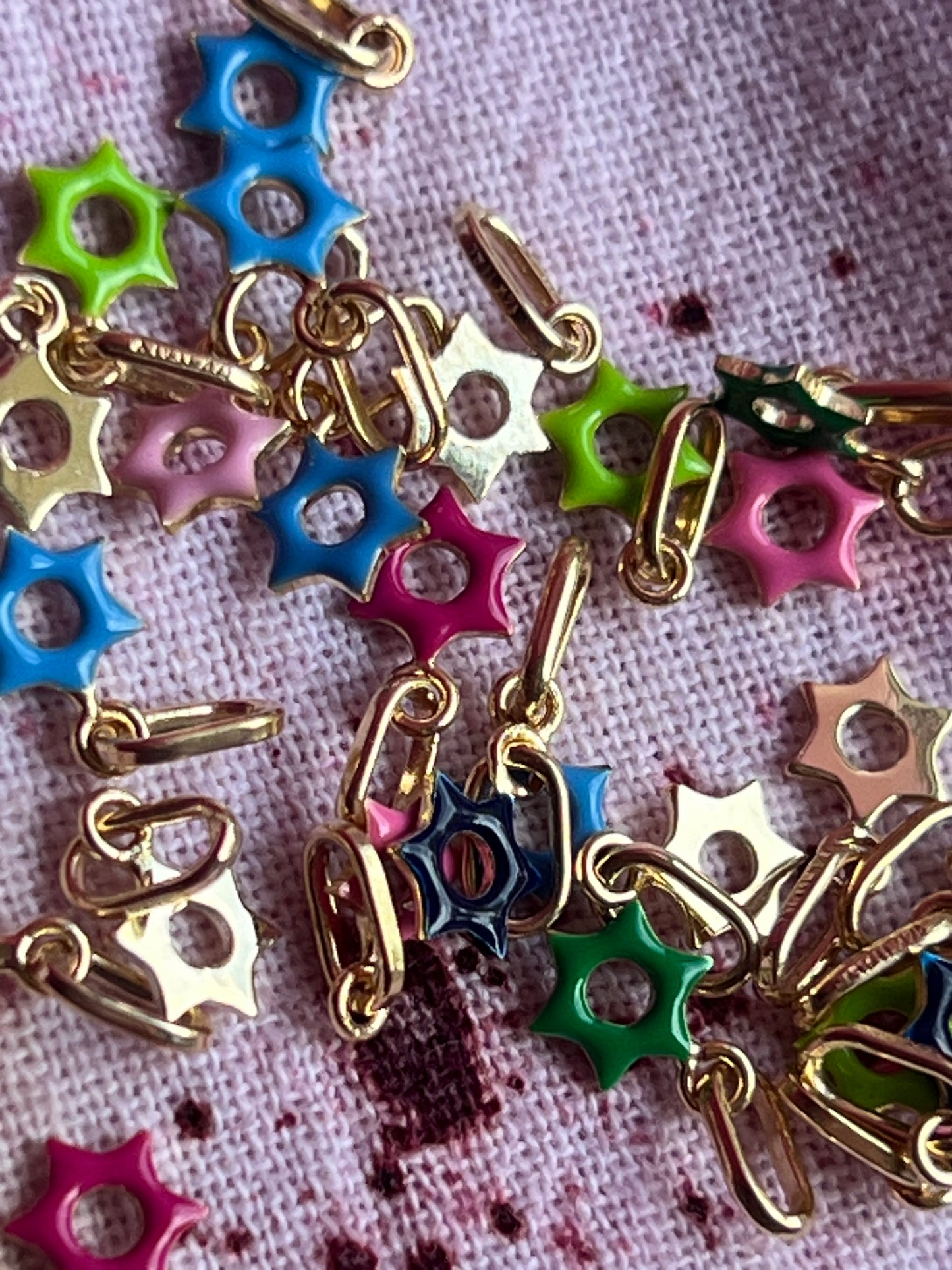 Enamel - 14k teeniest possible Star of David