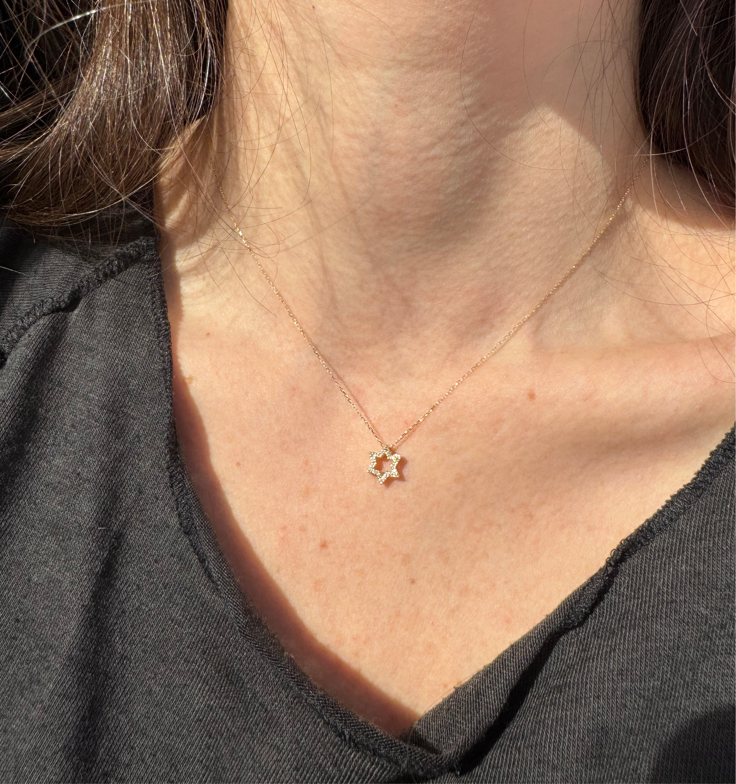 14k diamond open Star of David necklace