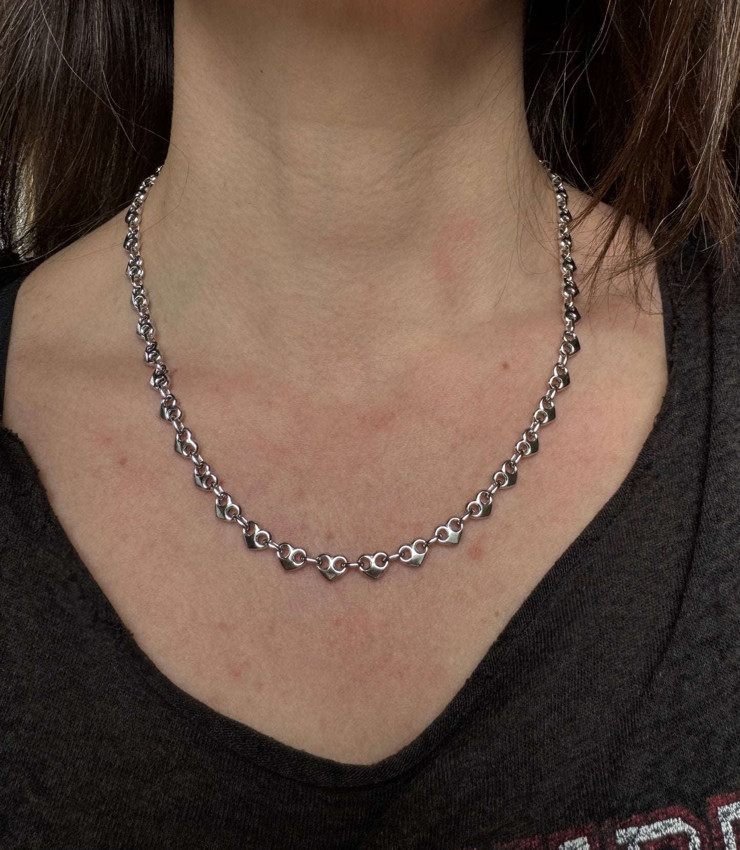6mm Sterling silver heart mariner chain 18”