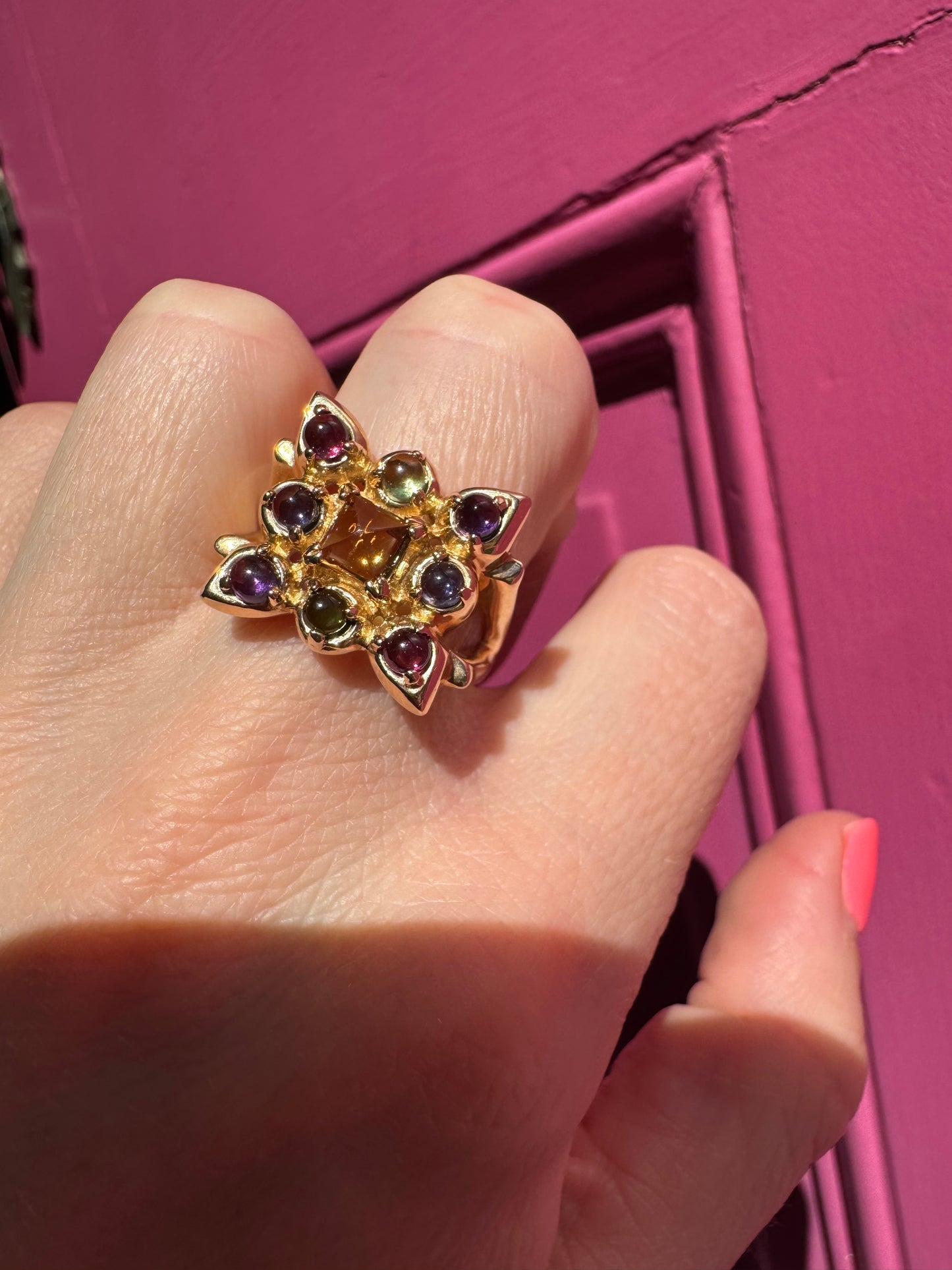 14k multi gemstone ring