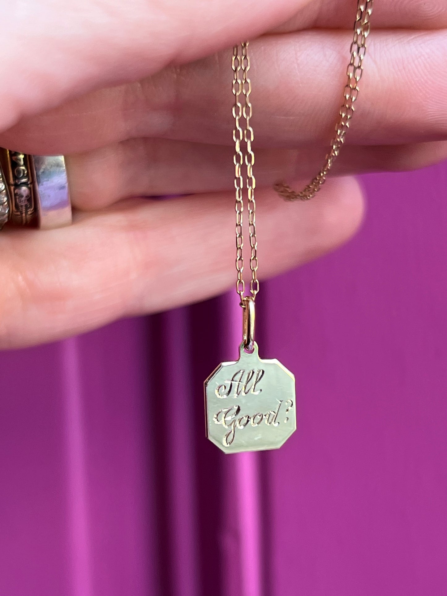 “All Good?” Octagon check-in text charm set