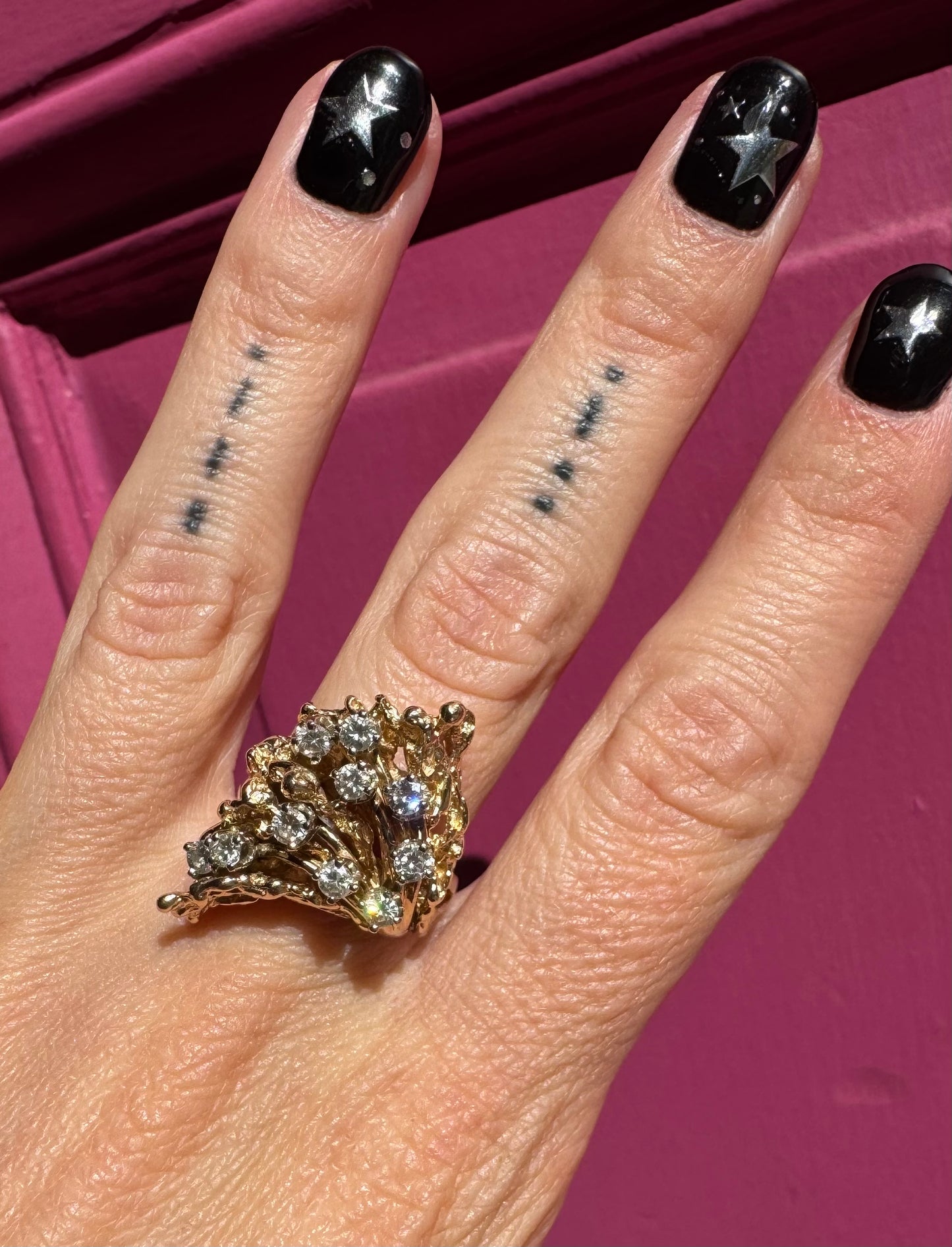 14k Diamond cluster Ring