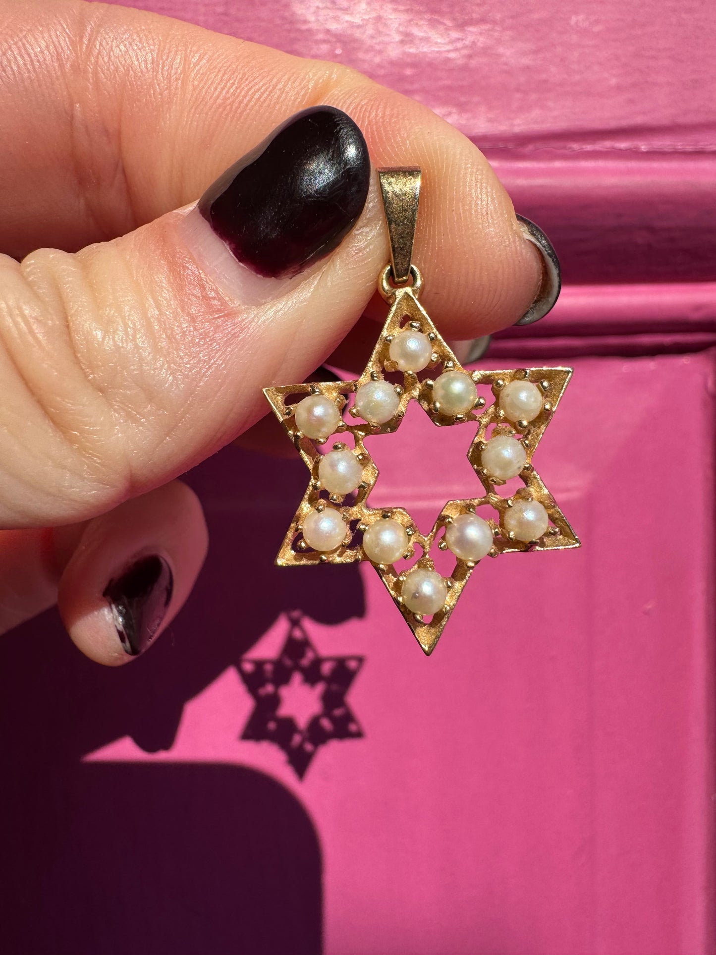 14k pearl studded Star of David pendant