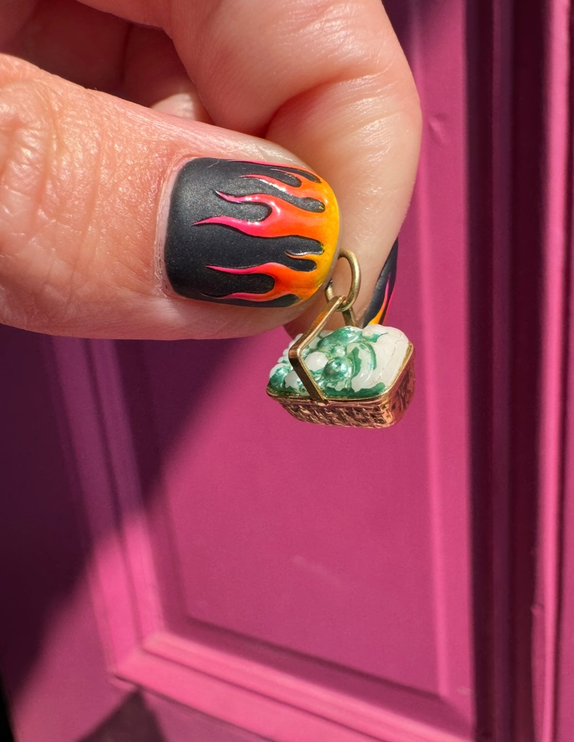 14k vintage basket charm