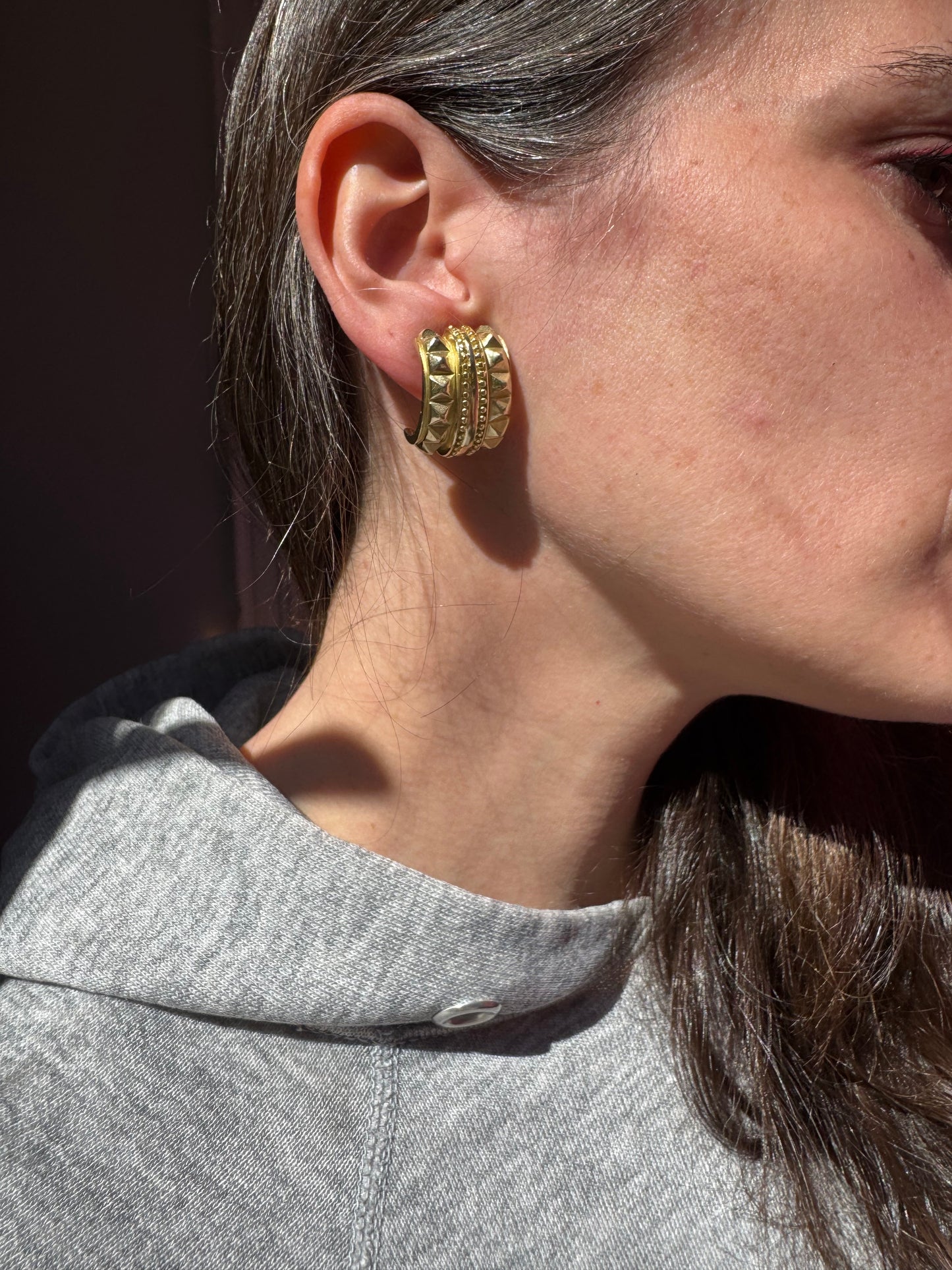 14k Detailed Chunky earrings