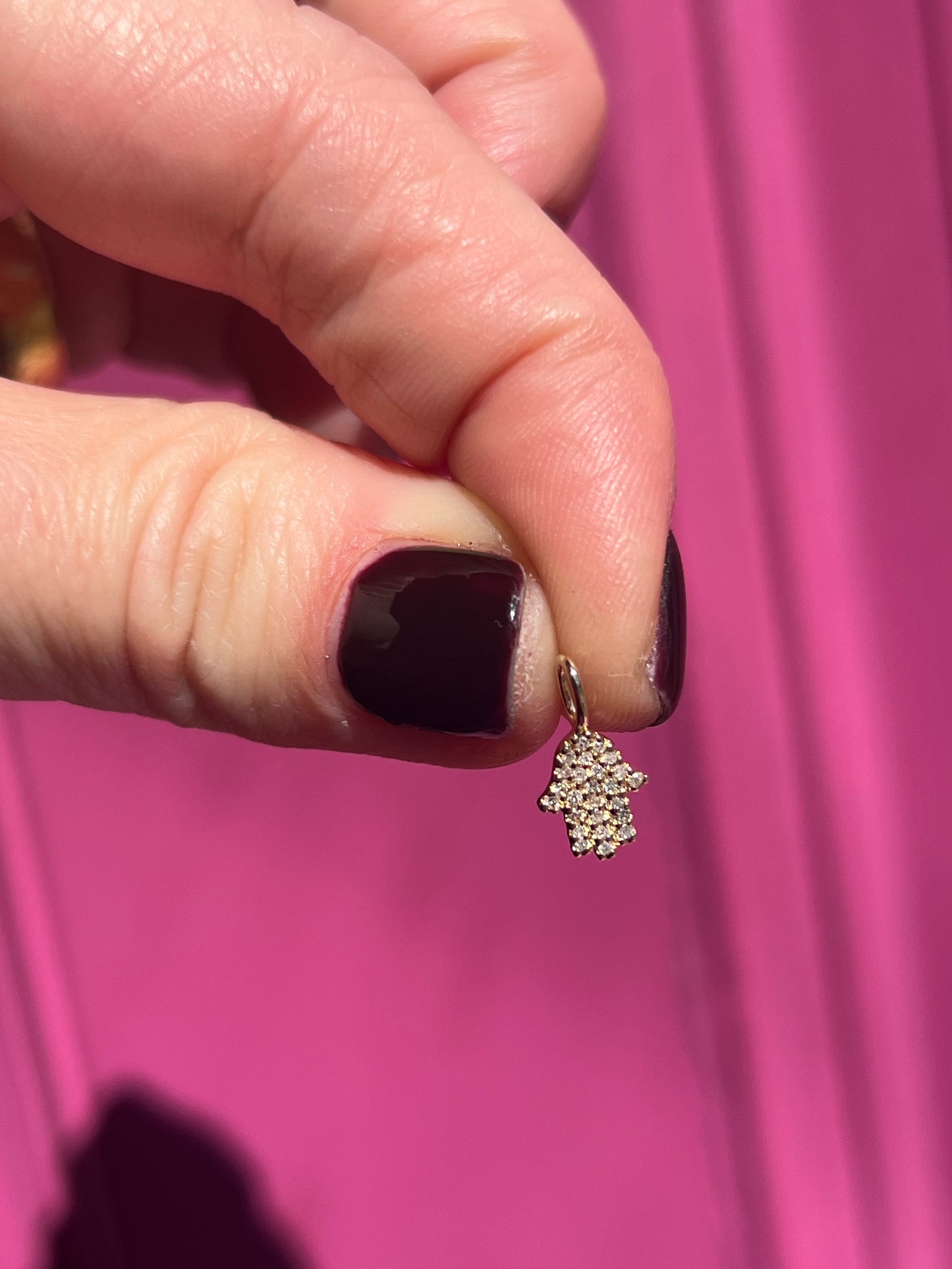 14k yellow diamond hamsa charm