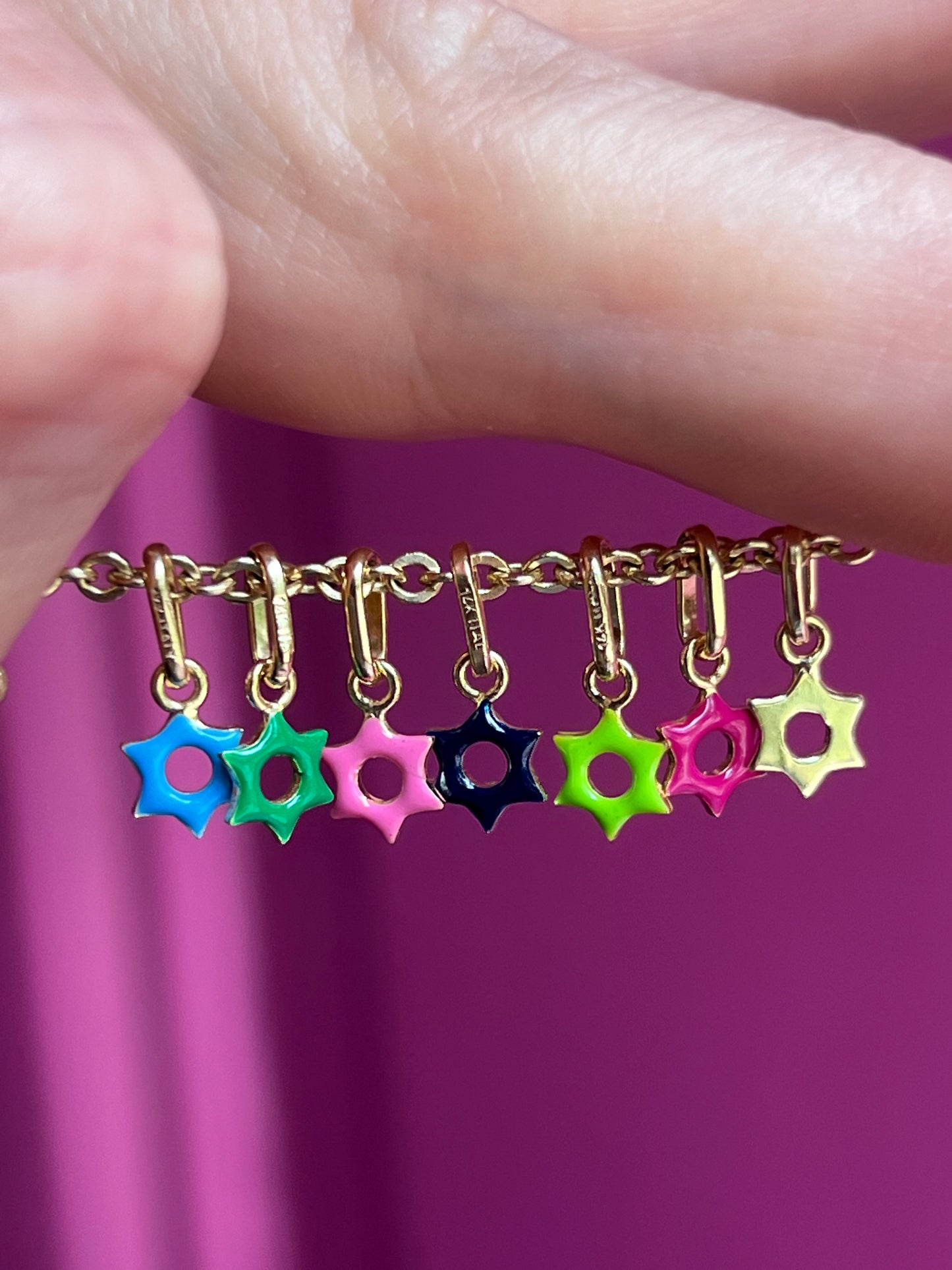 Enamel - 14k teeniest possible Star of David