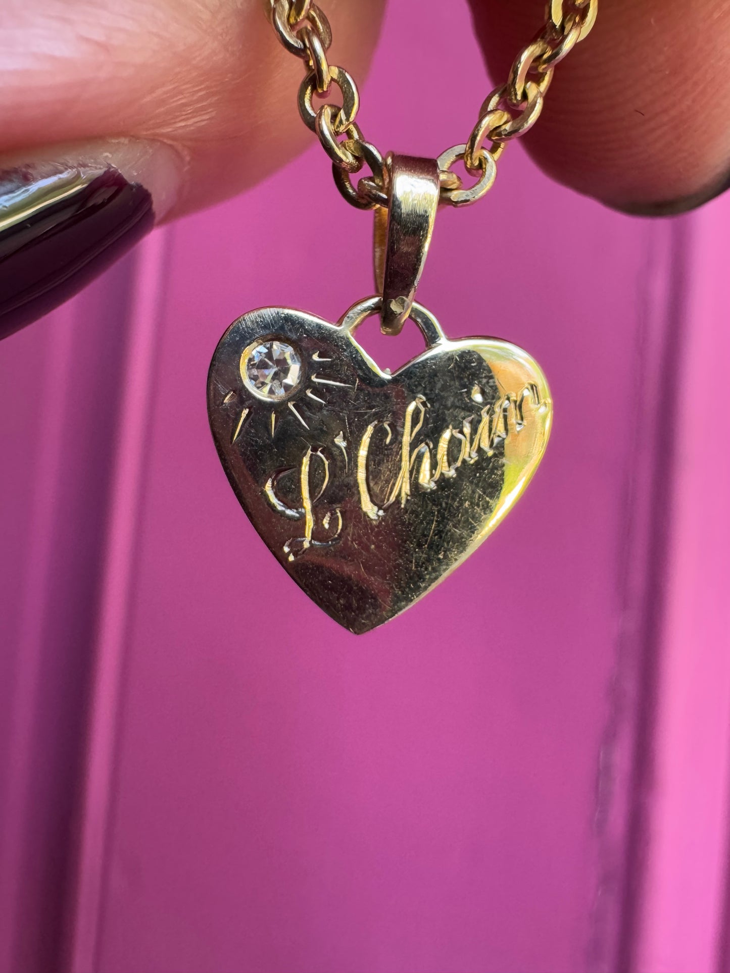 Handmade L’Chaim charm - 14k yellow gold and diamond
