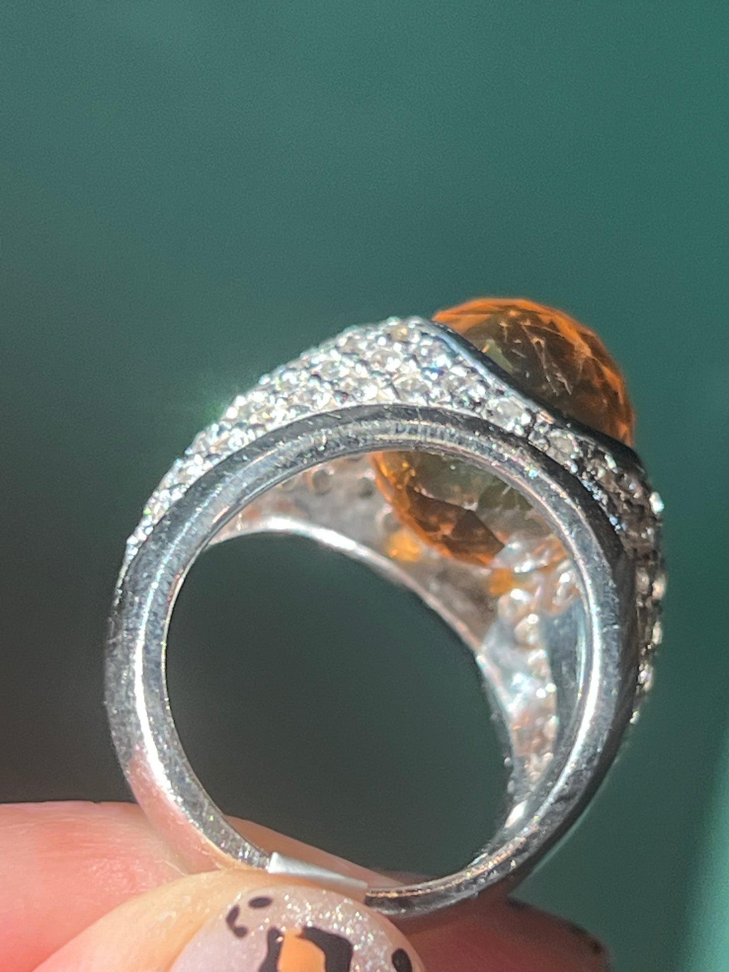 18k diamond and citrine cocktail ring