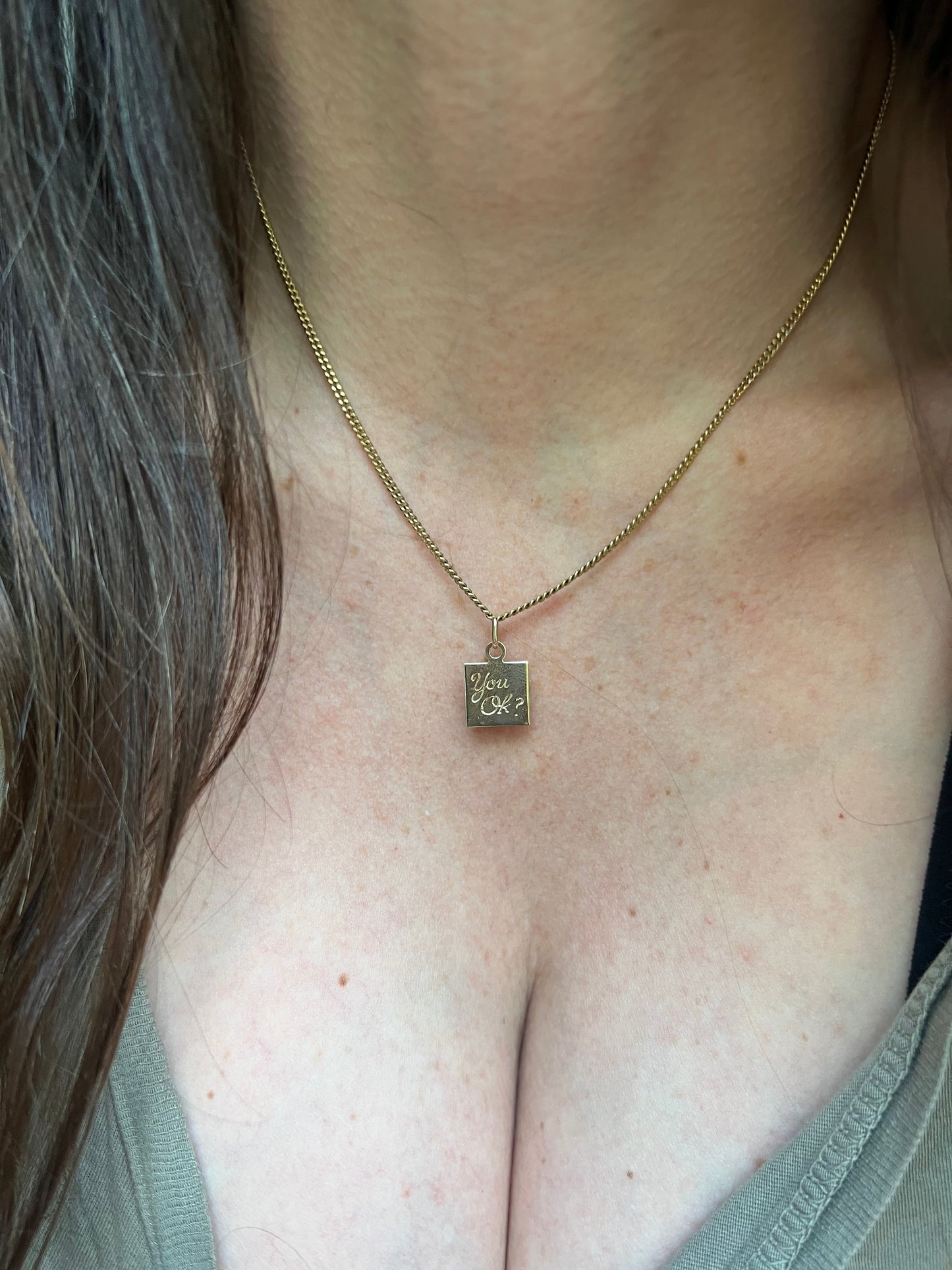 14k check-in text charm set - “You Ok?” Squares