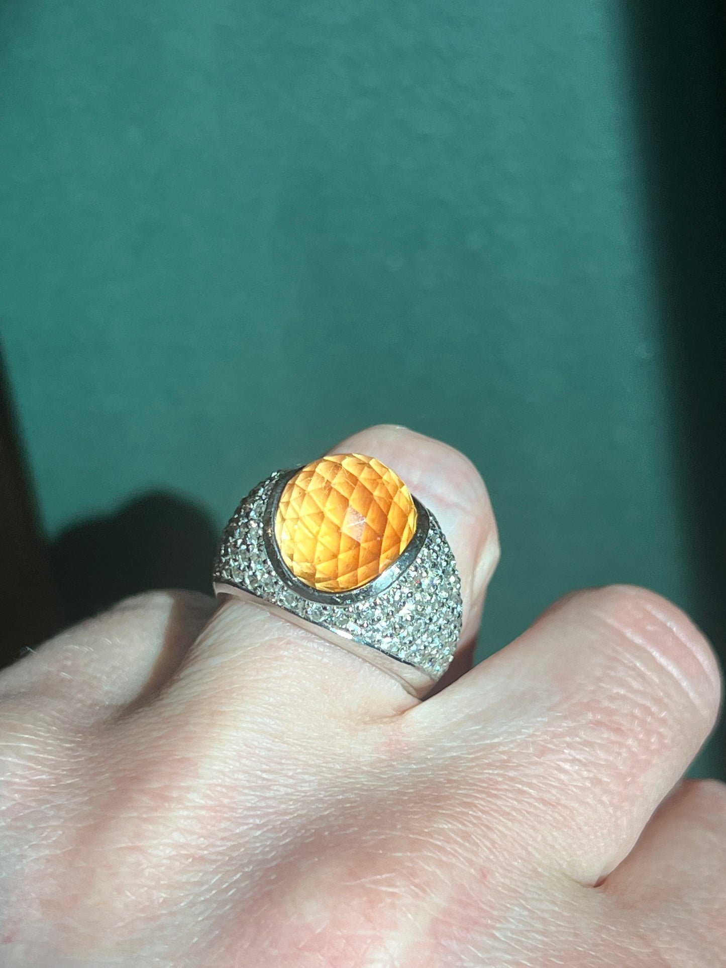 18k diamond and citrine cocktail ring
