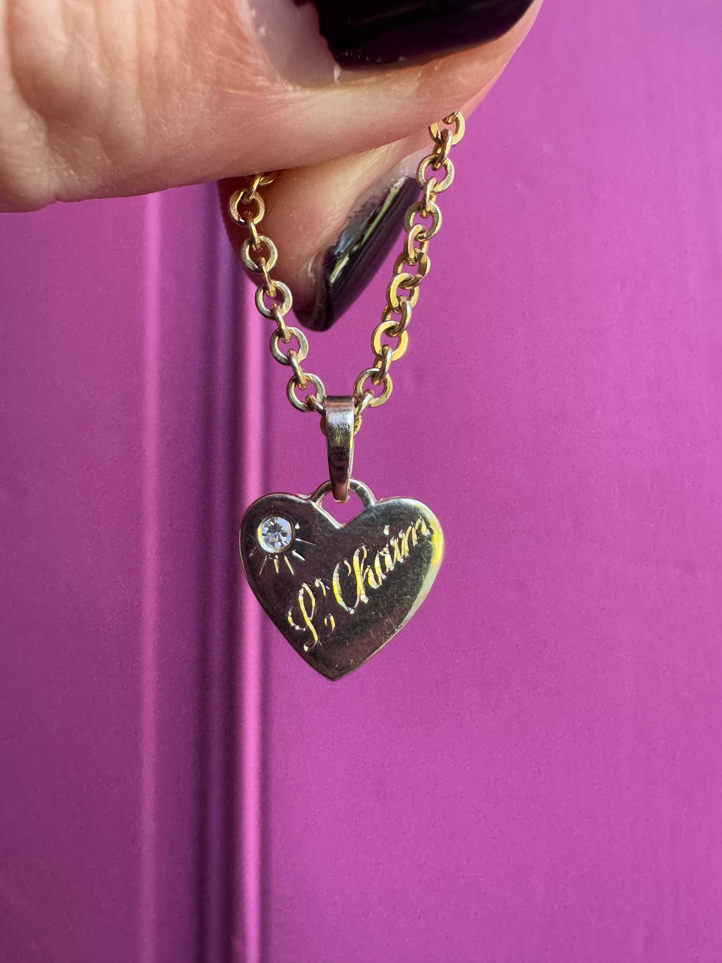 Handmade L’Chaim charm - 14k yellow gold and diamond