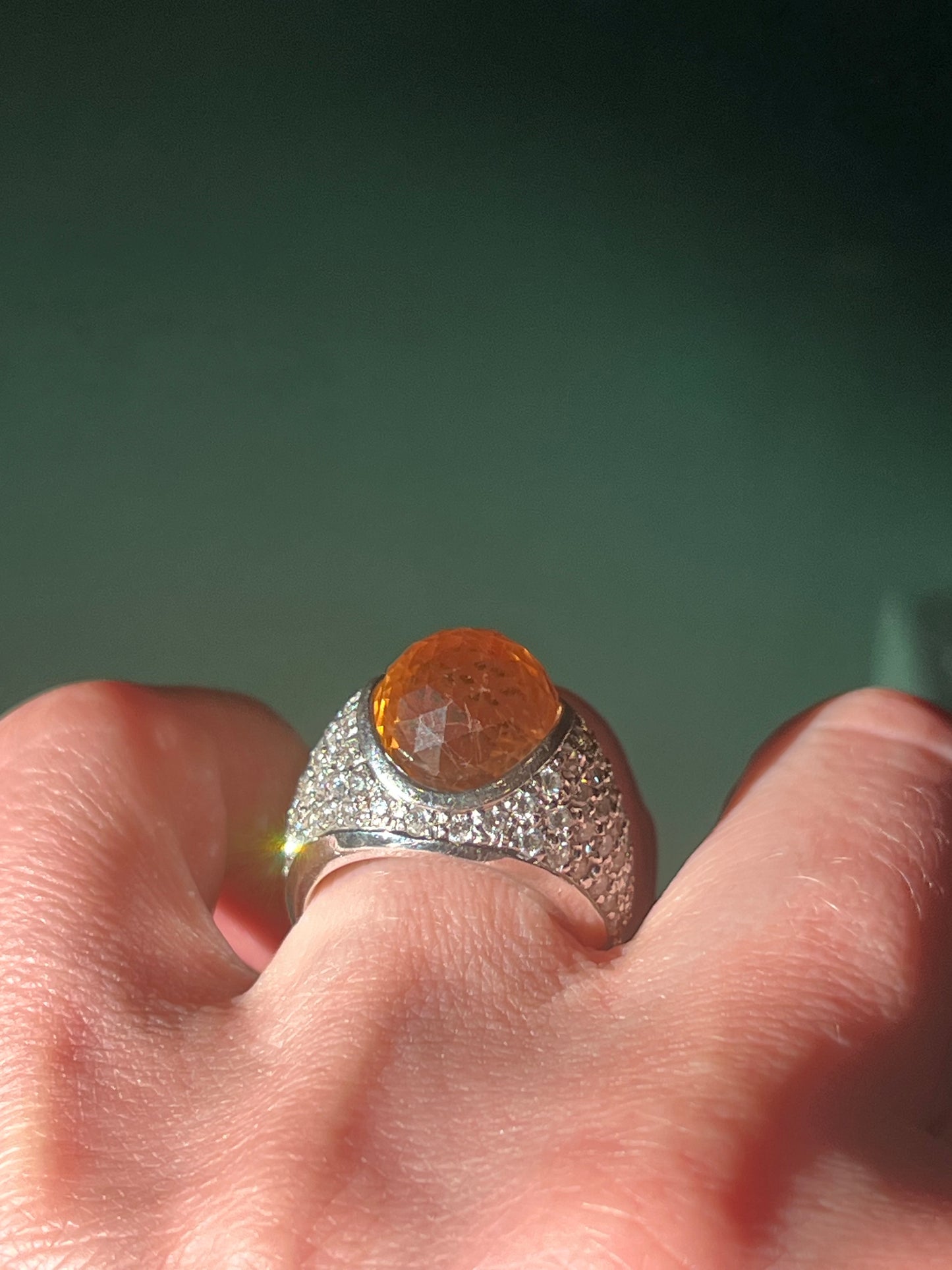 18k diamond and citrine cocktail ring