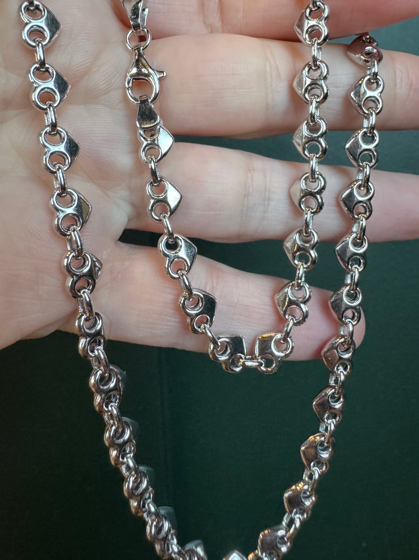 6mm Sterling silver heart mariner chain 18”
