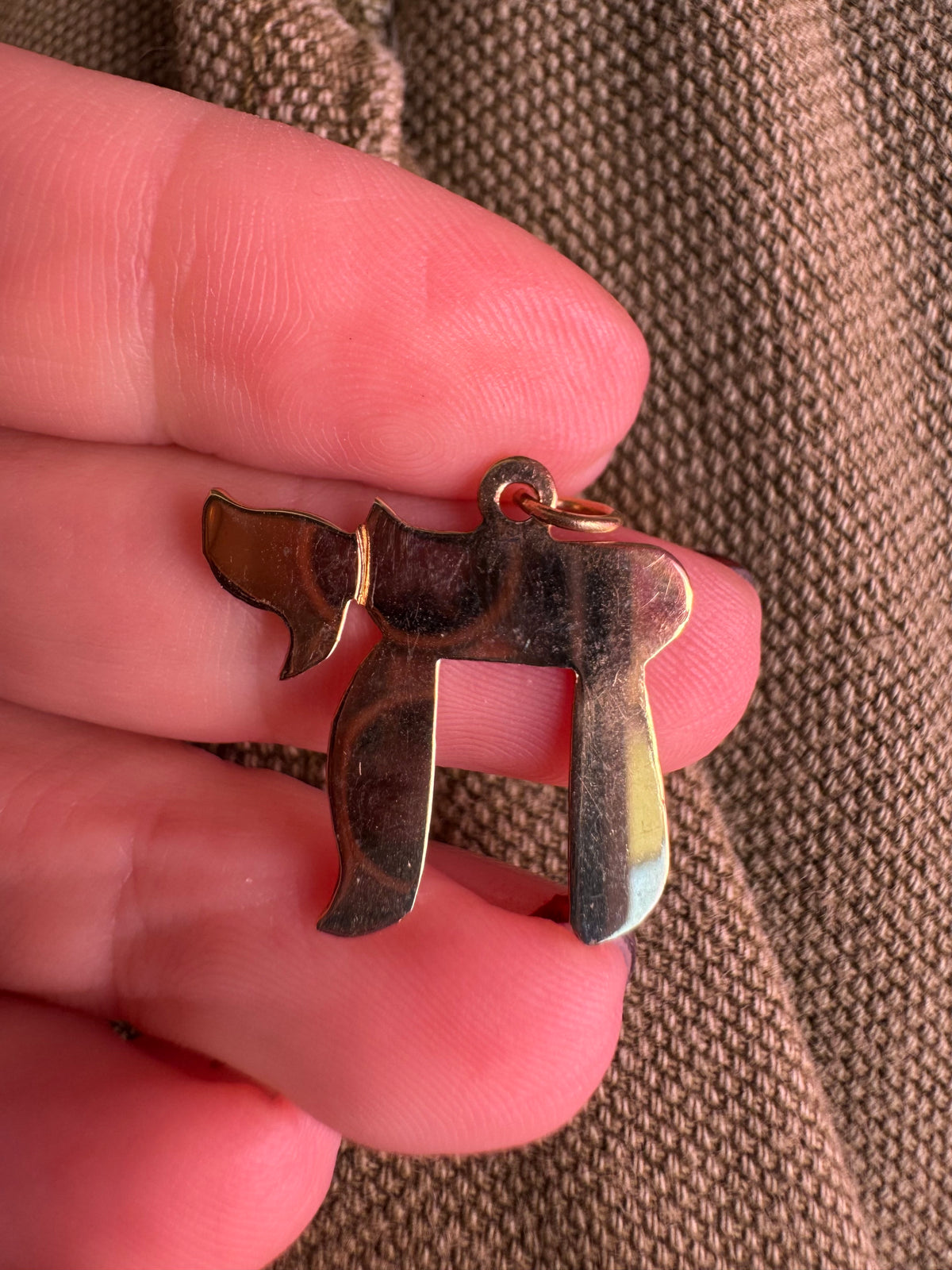 14k smooth chai charm