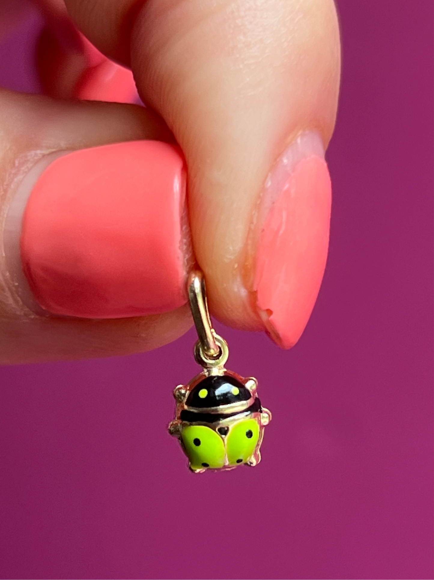 14k enamel ladybug charm - larger size