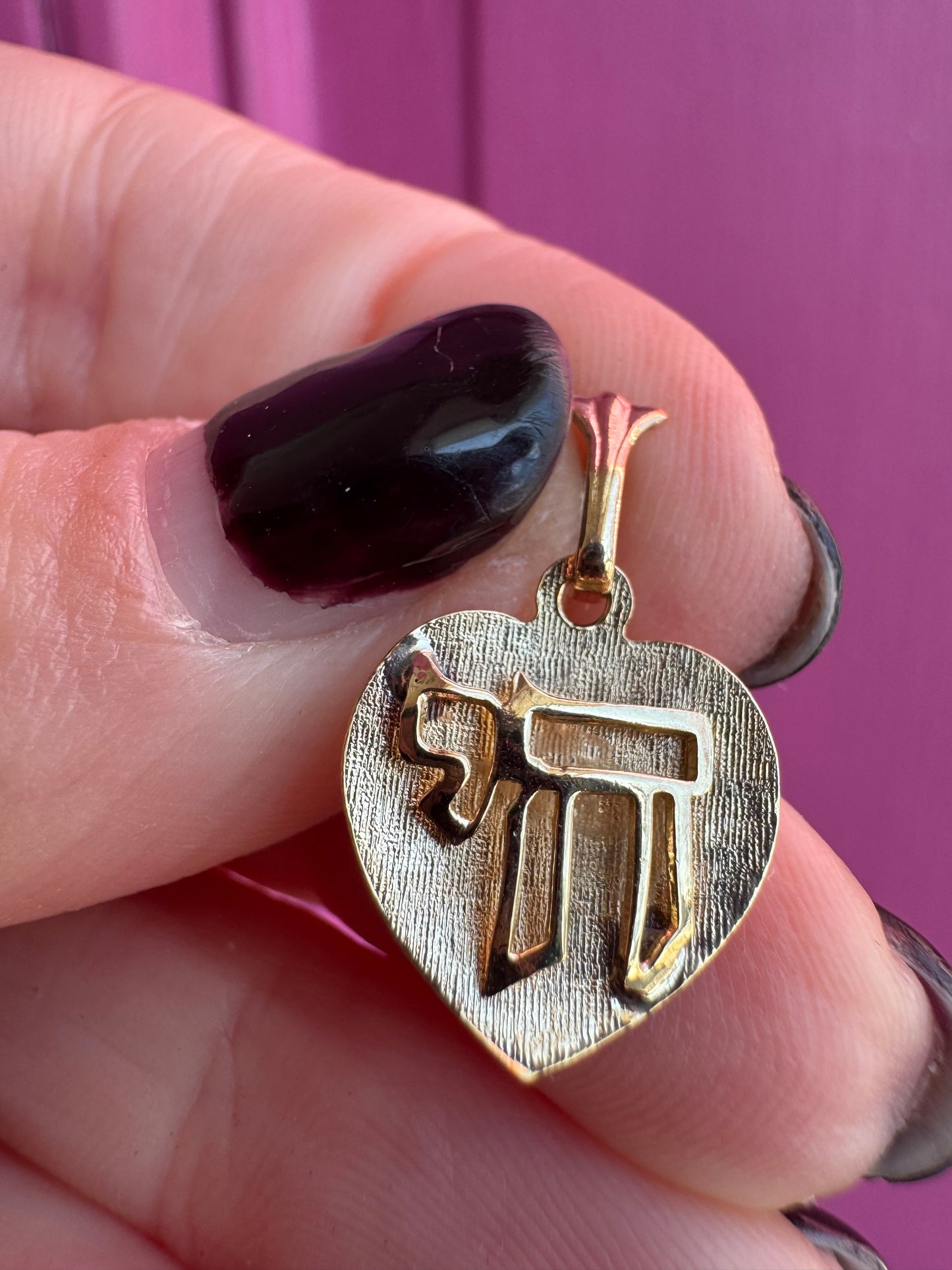 14k chai in heart charm