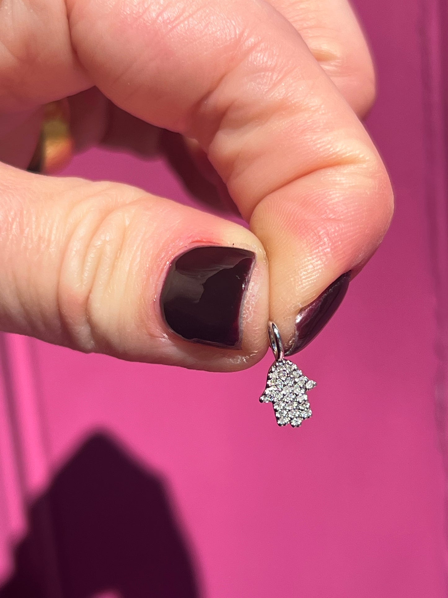 14k white gold diamond hamsa