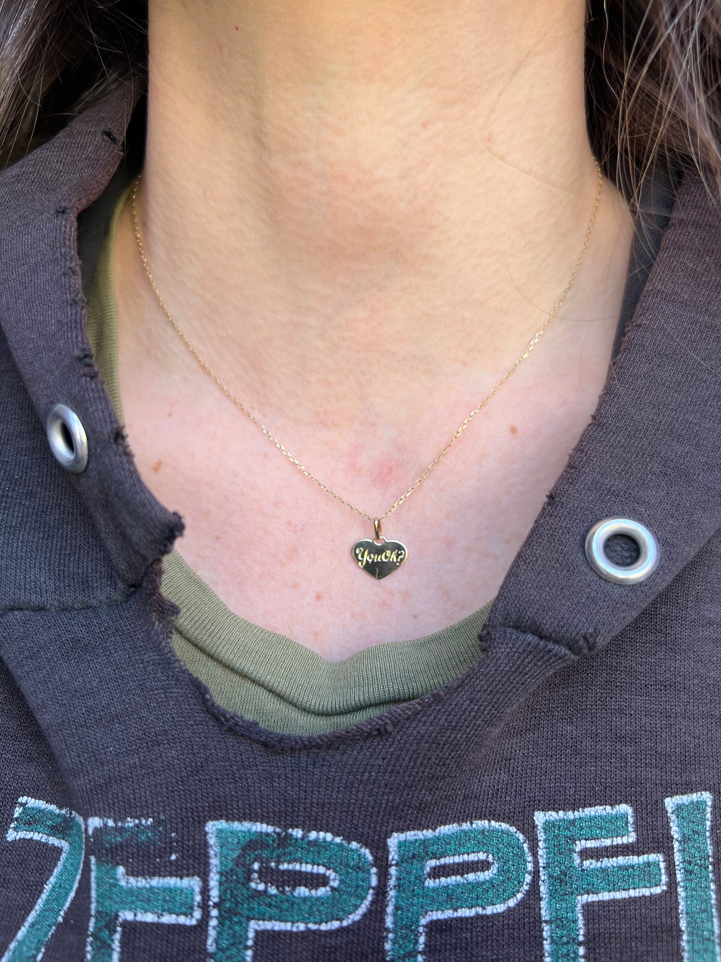 14k check-in text charm set - “You Ok?” Hearts