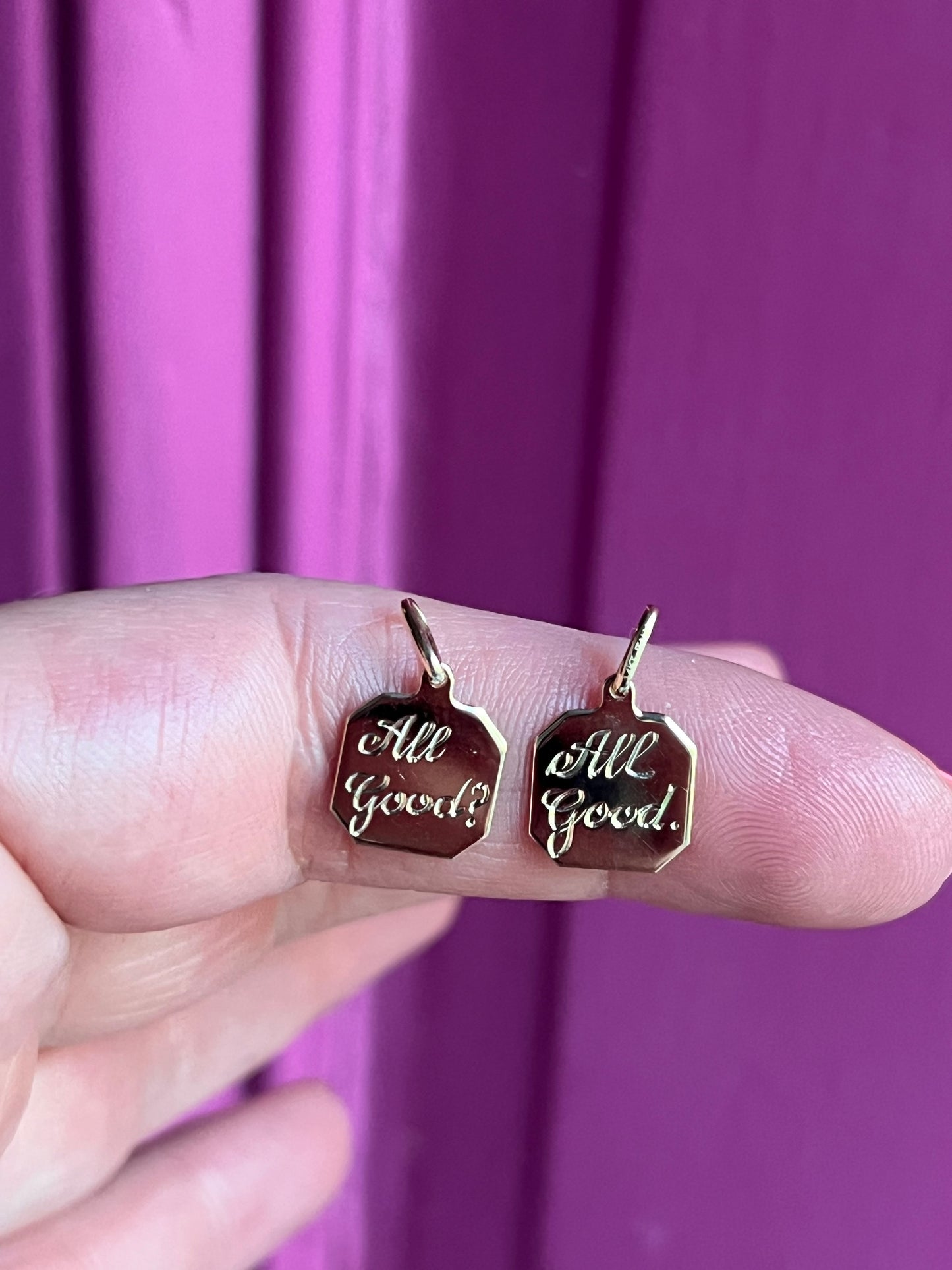 “All Good?” Octagon check-in text charm set