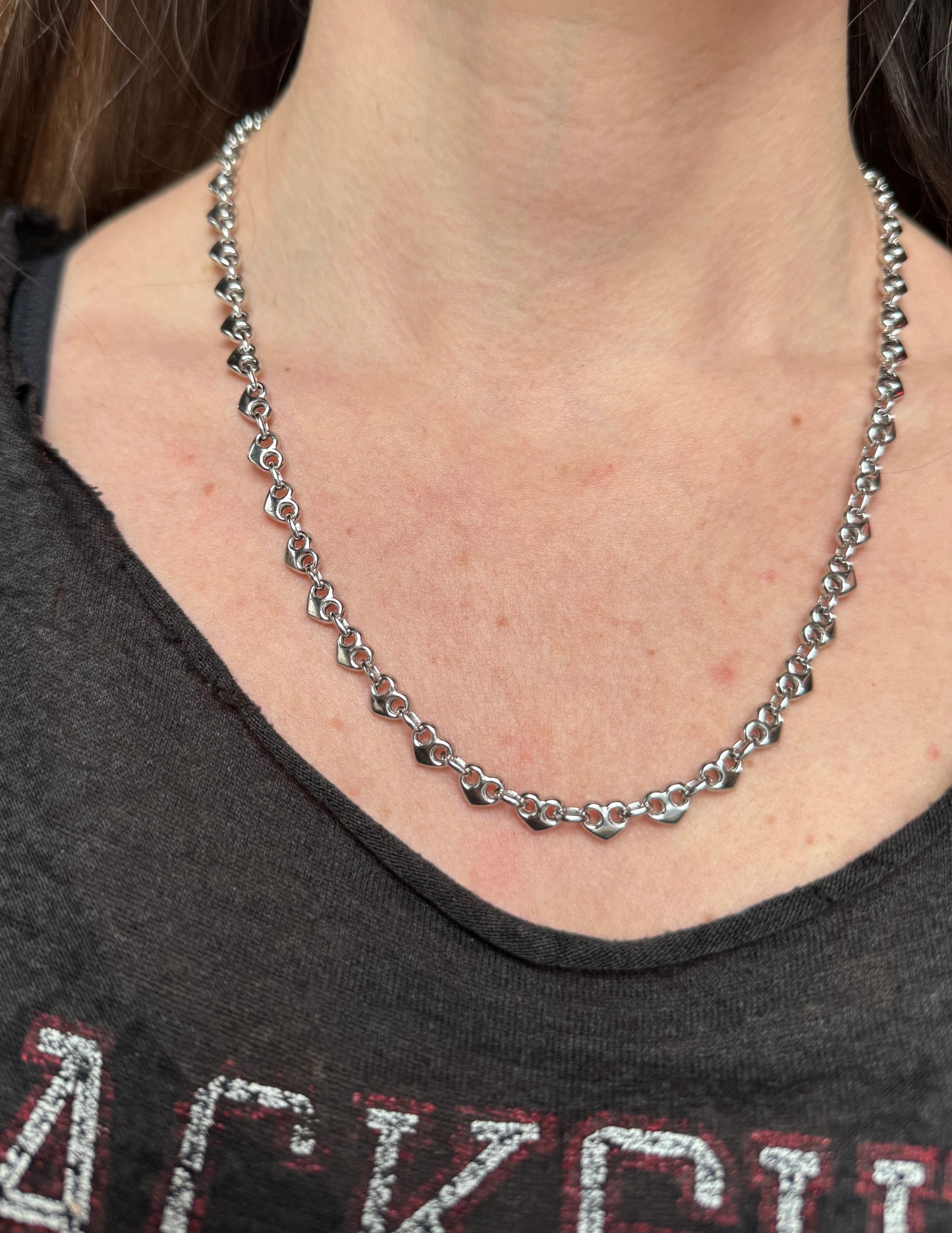 6mm Sterling silver heart mariner chain 21”