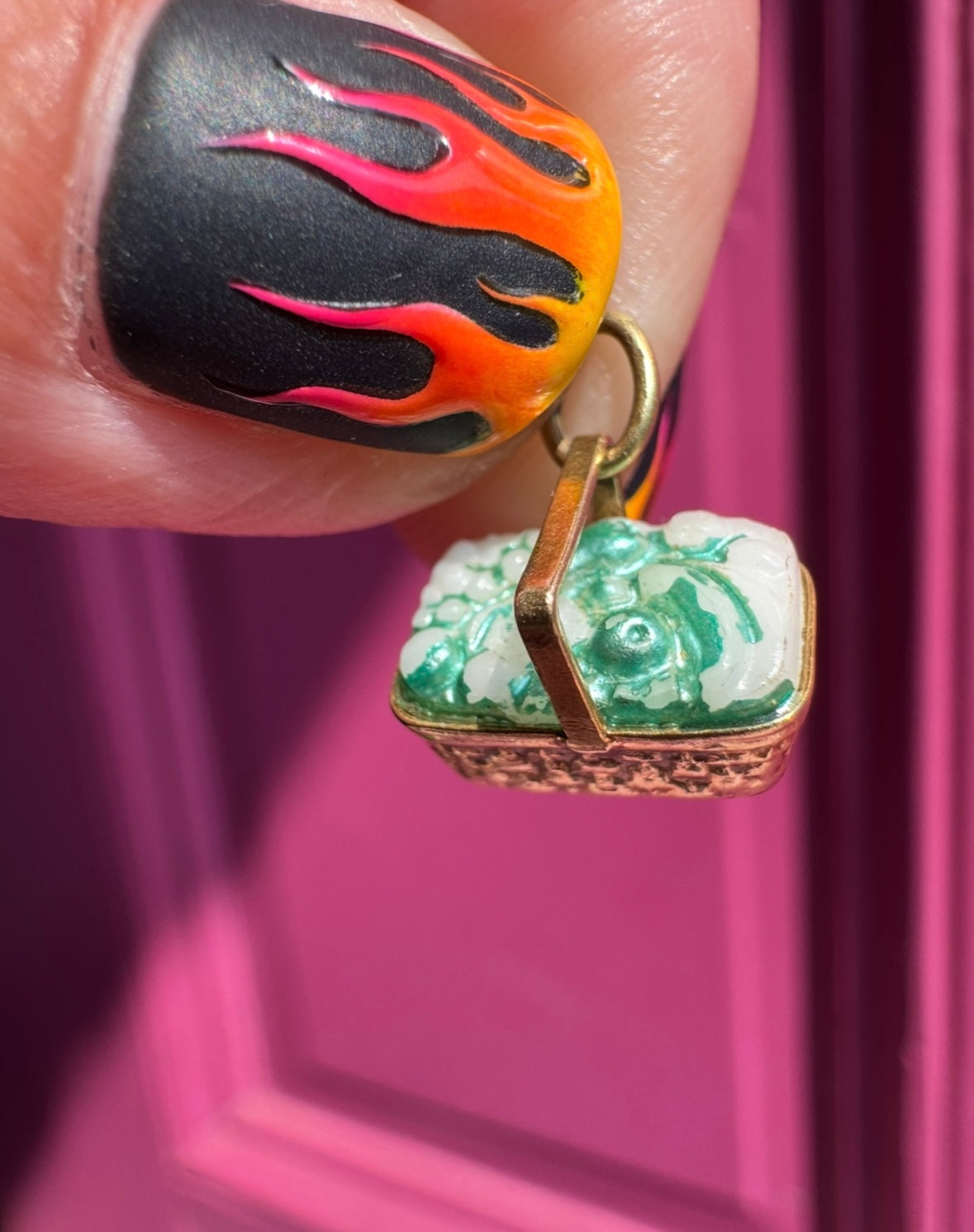 14k vintage basket charm