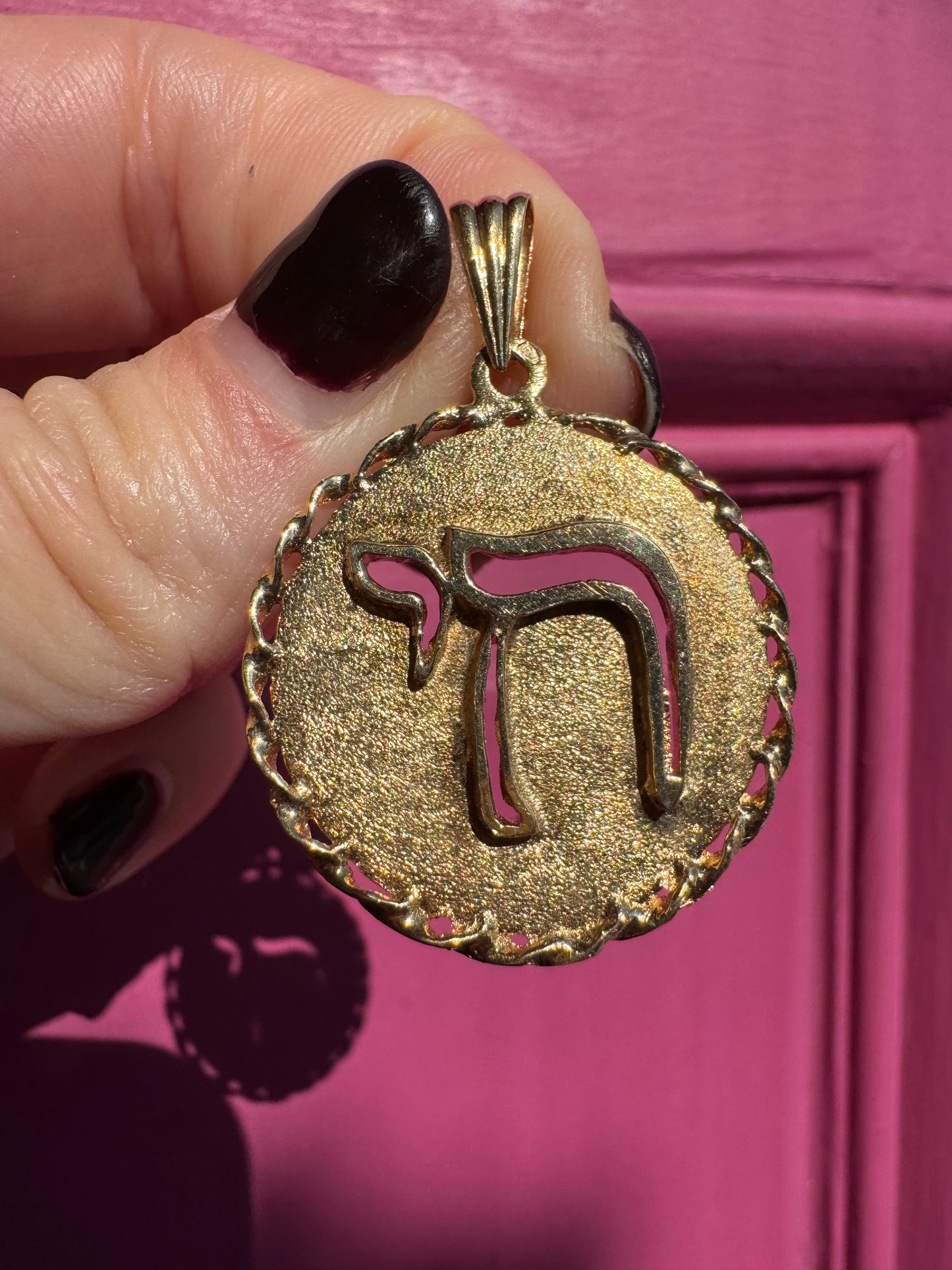 14k vintage chai medallion