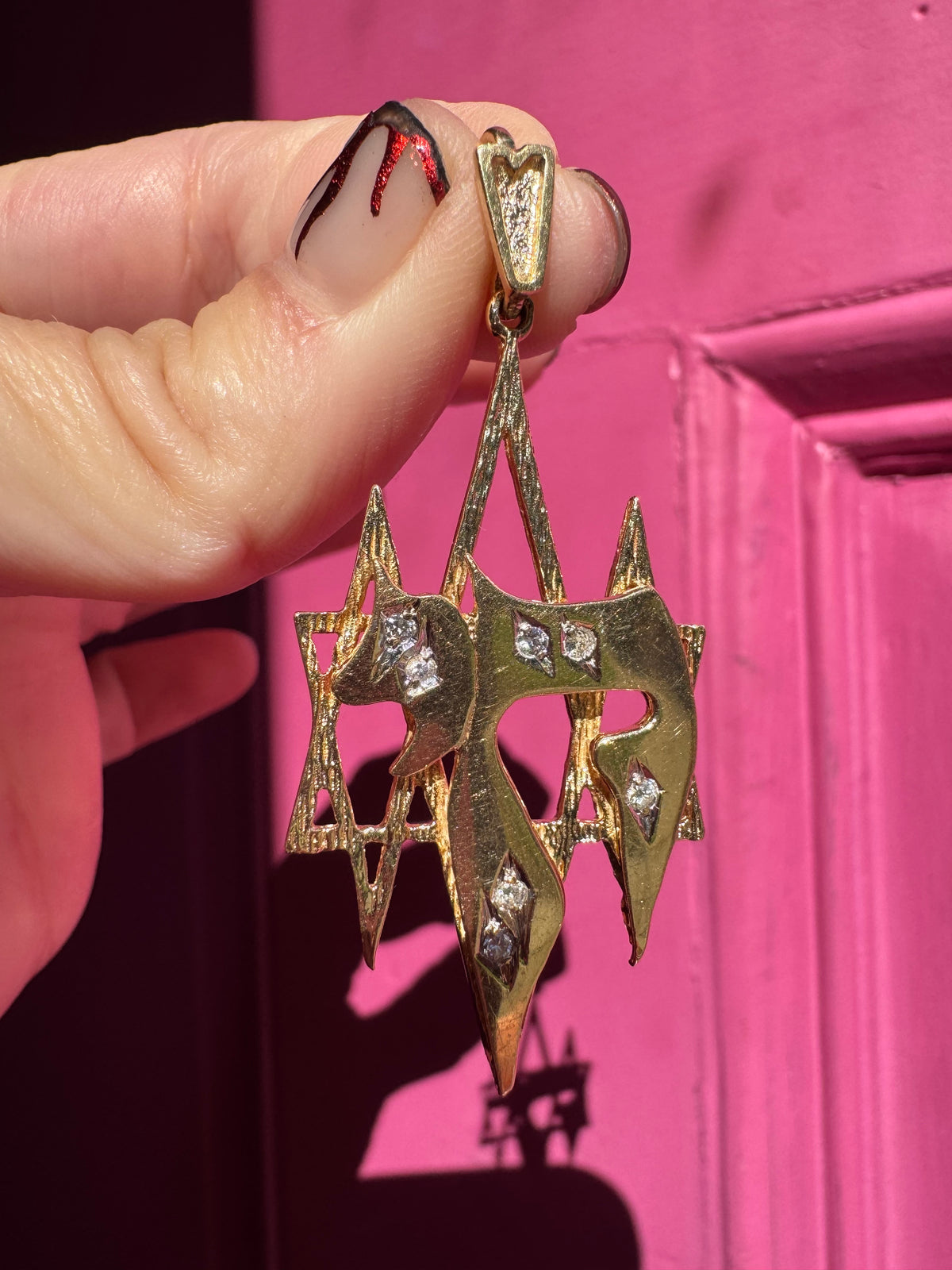 14k diamond chai triple Star of David