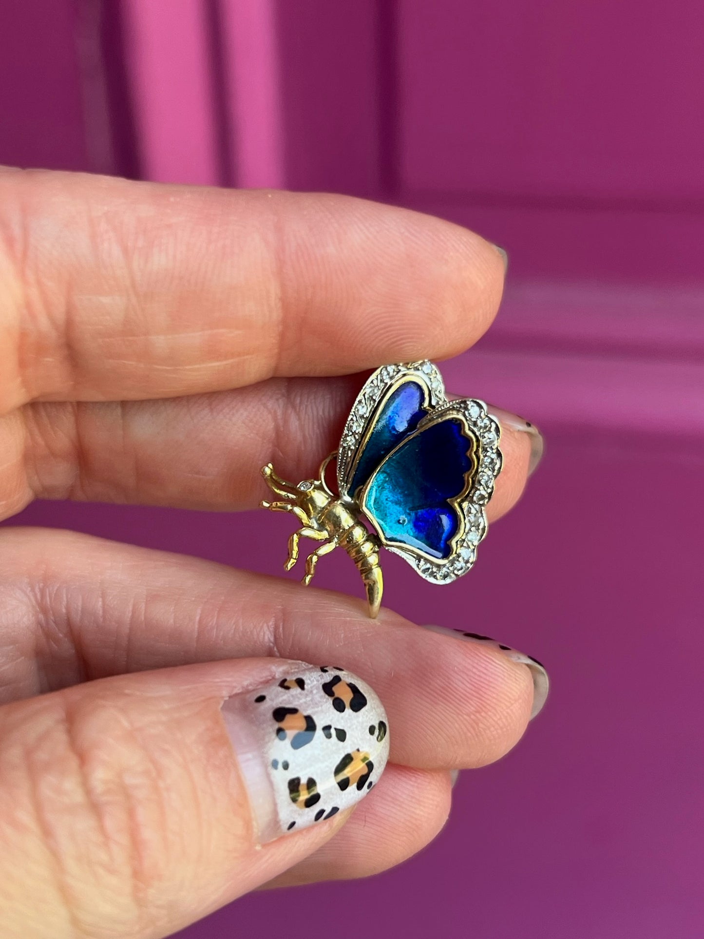 14k blue butterfly charm