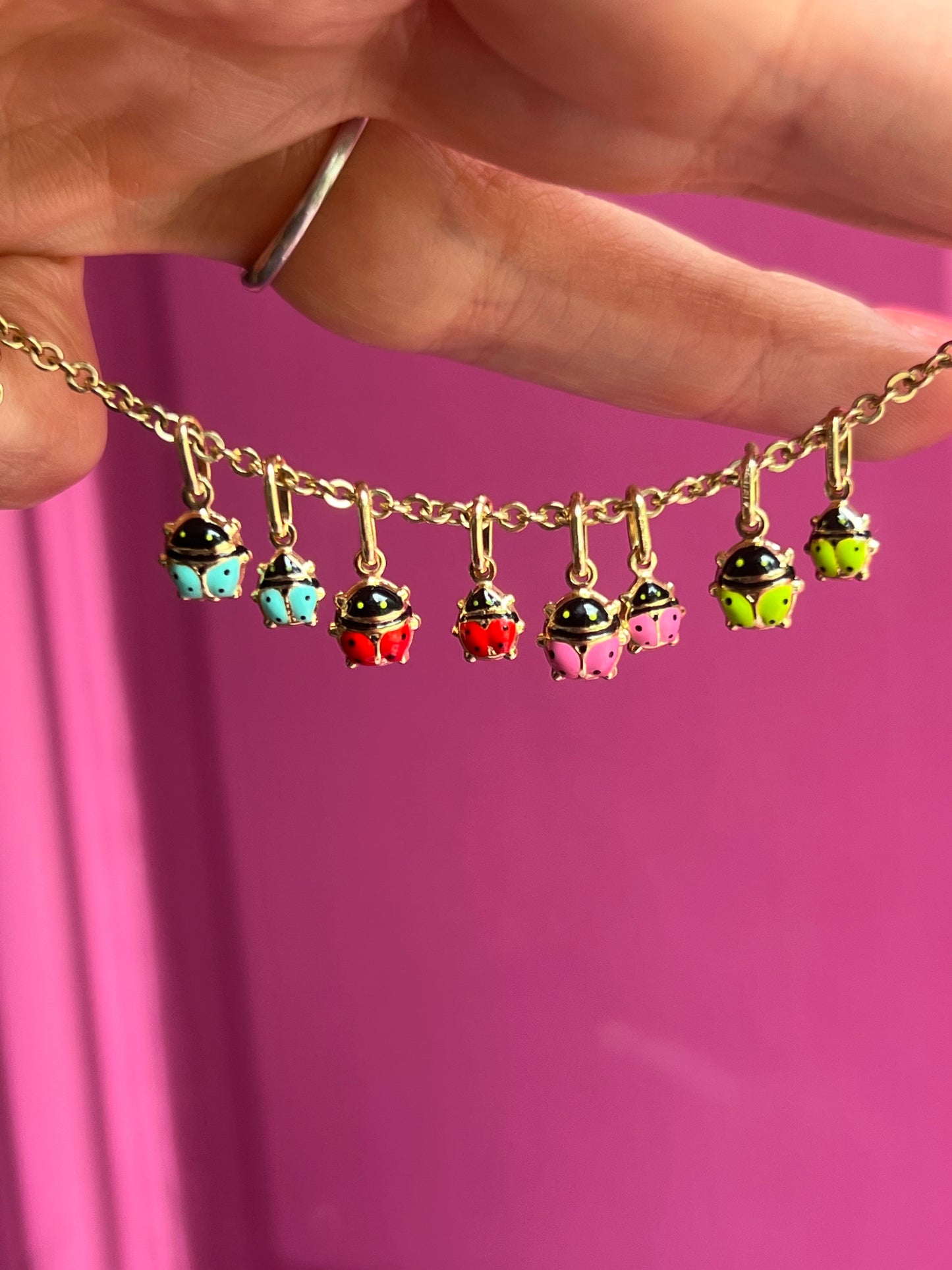 14k enamel ladybug charm - smaller size