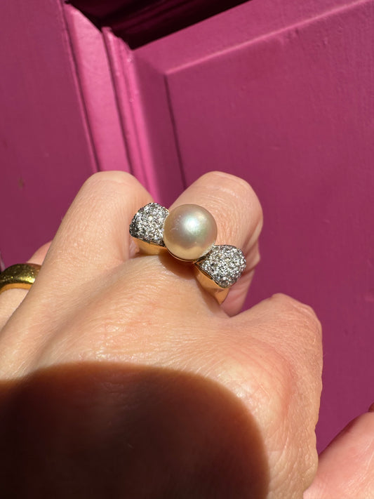 14k Pearl & CZ Ring