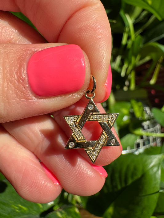 14k diamond overlap Star of David