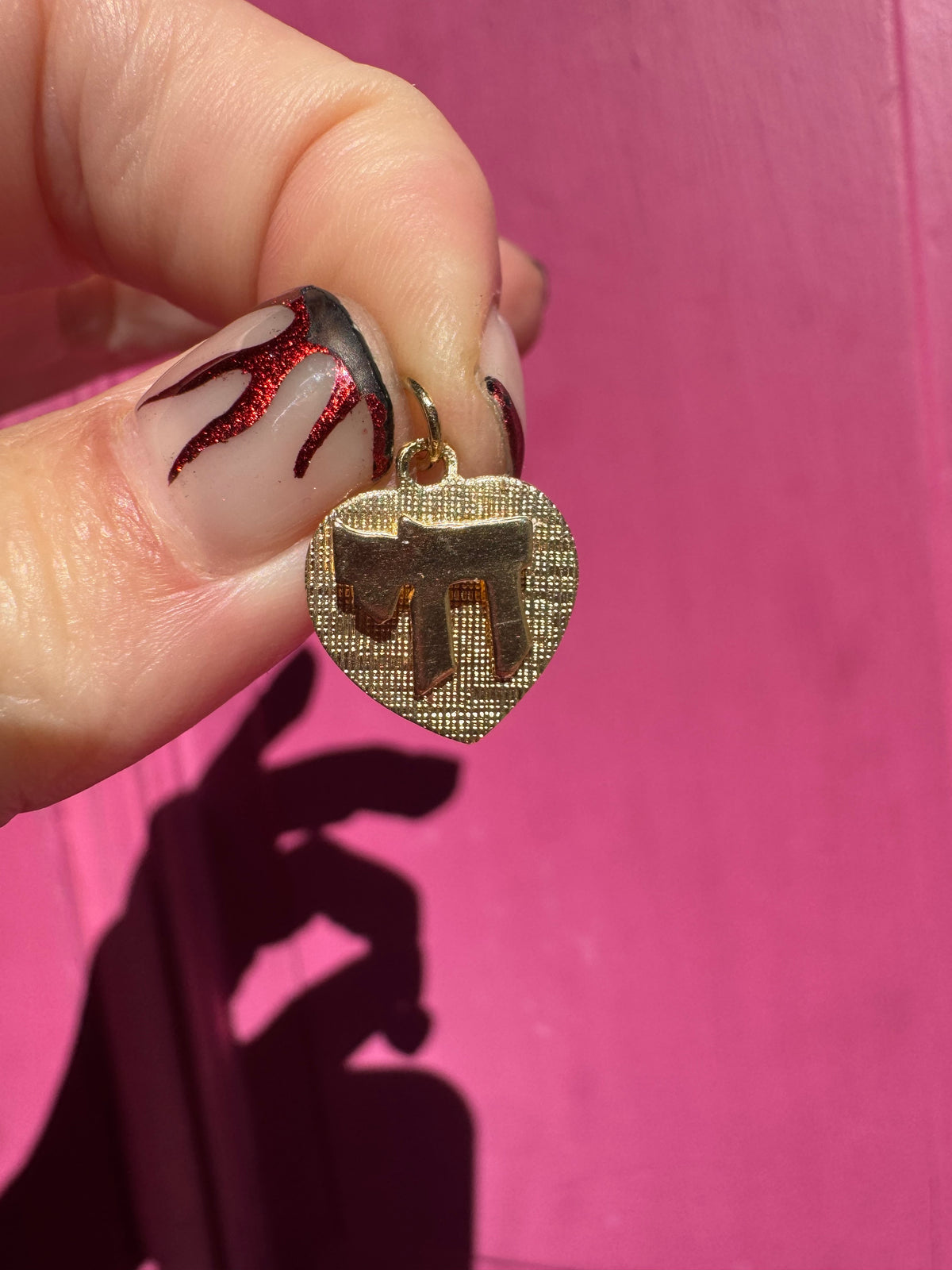 14k heart chai charm