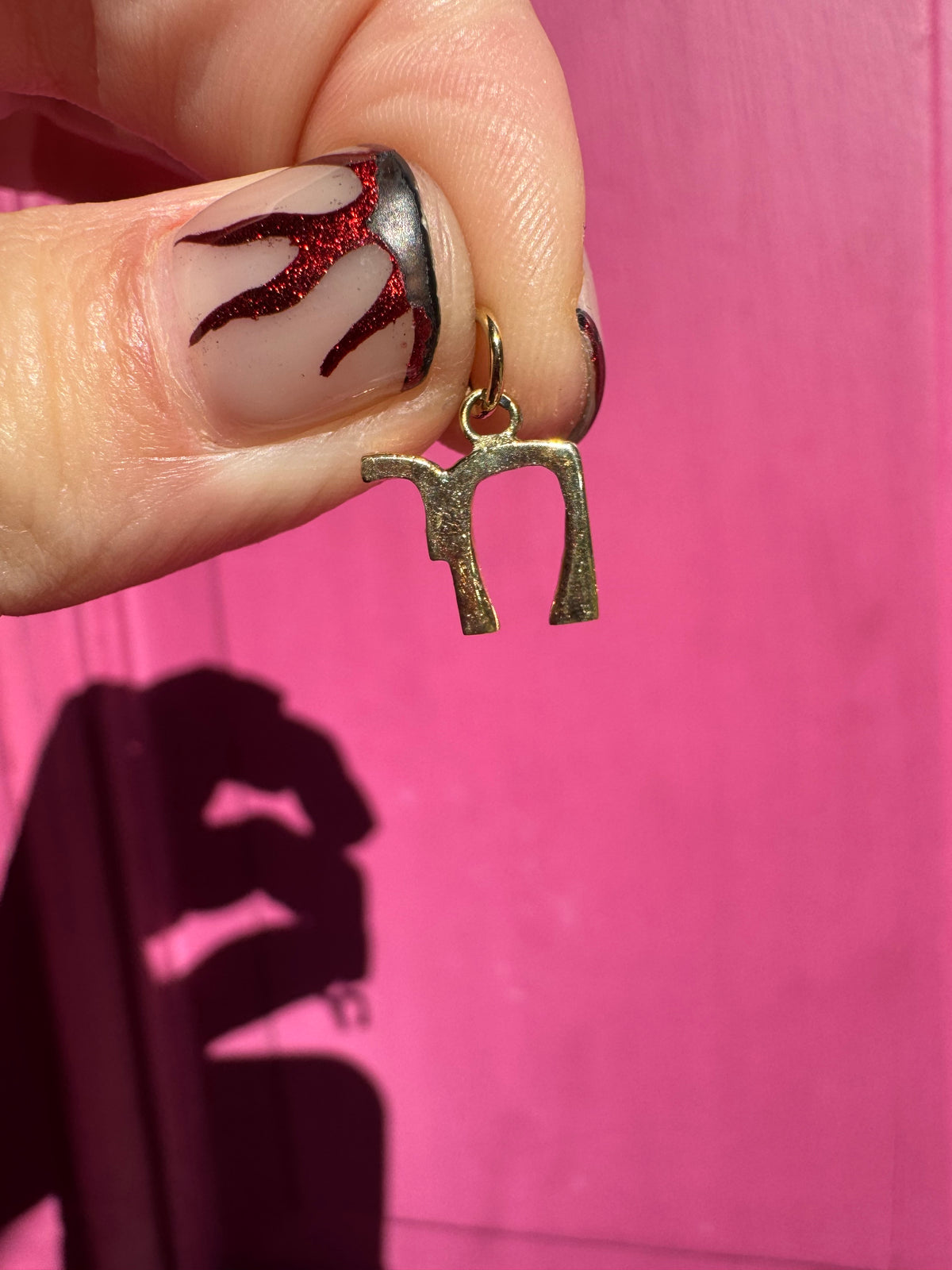 Mini stylized chai charm 14k