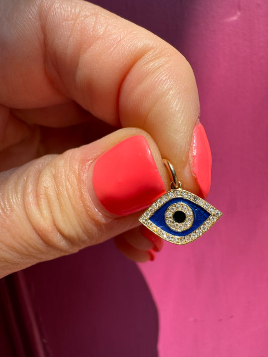 14k diamond enamel evil eye