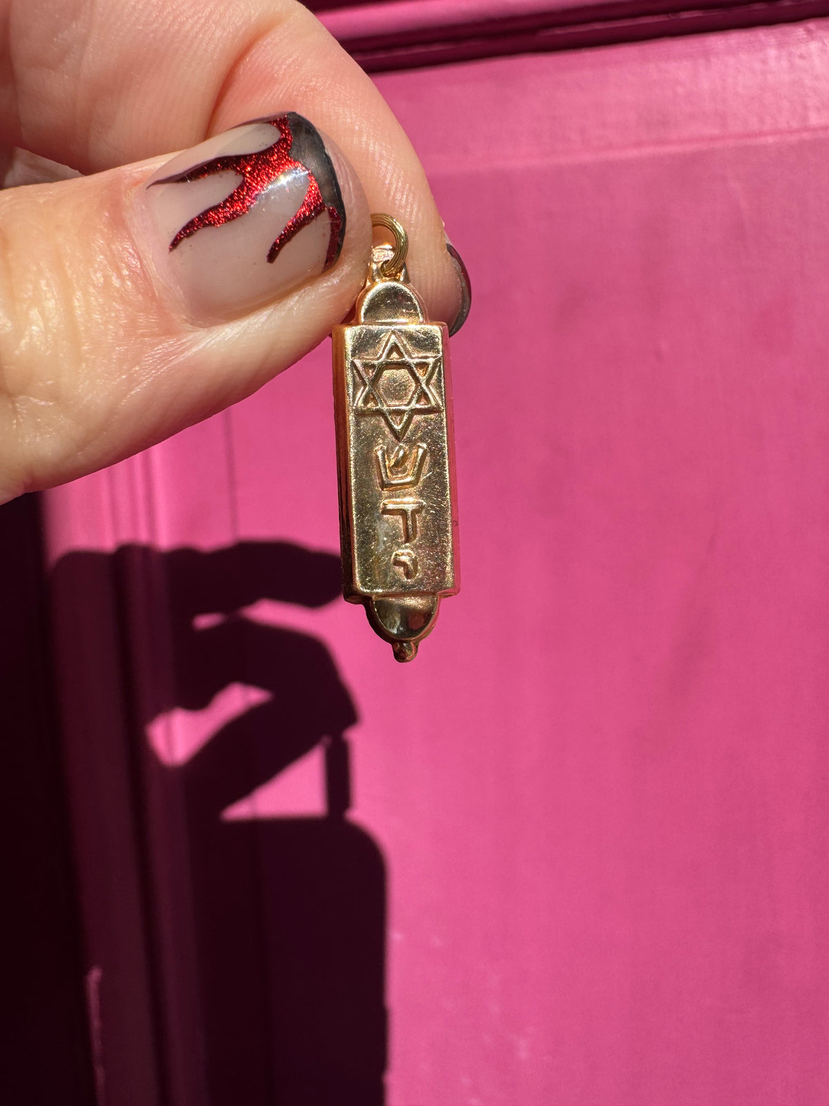 14k mezuzah charm with scroll