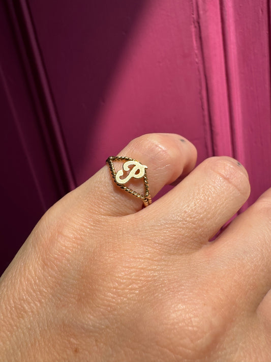 14k initial P ring