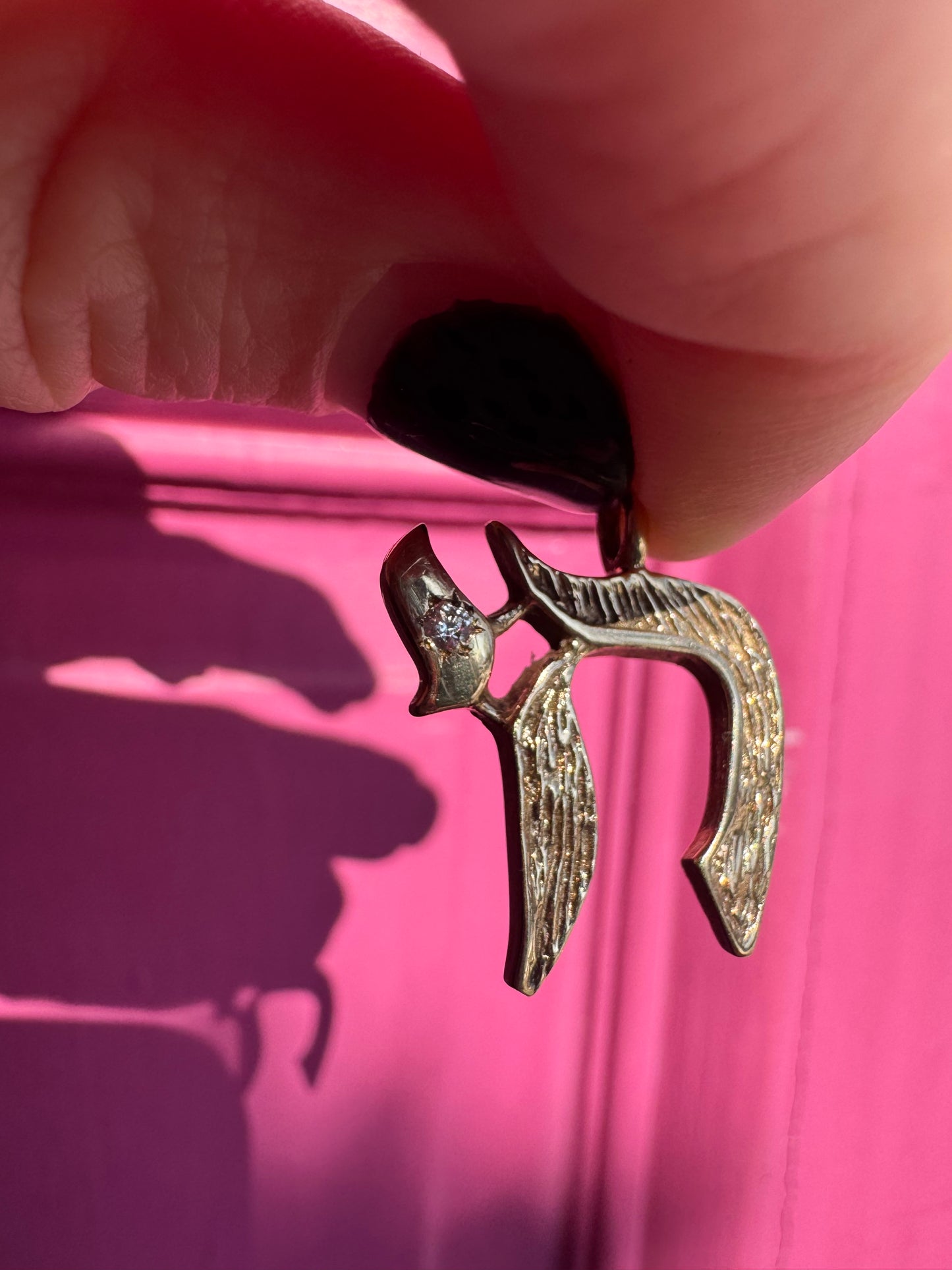 14k with star set diamond chai charm