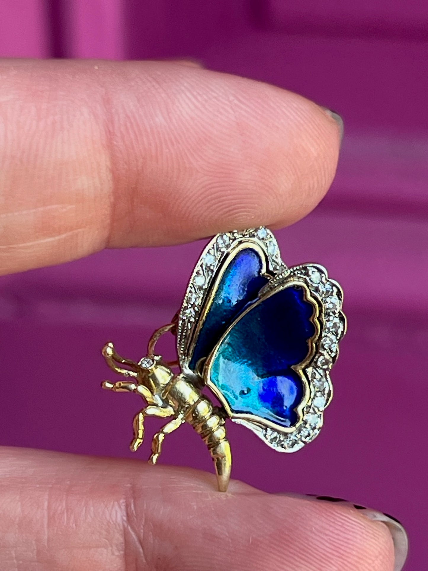 14k blue butterfly charm