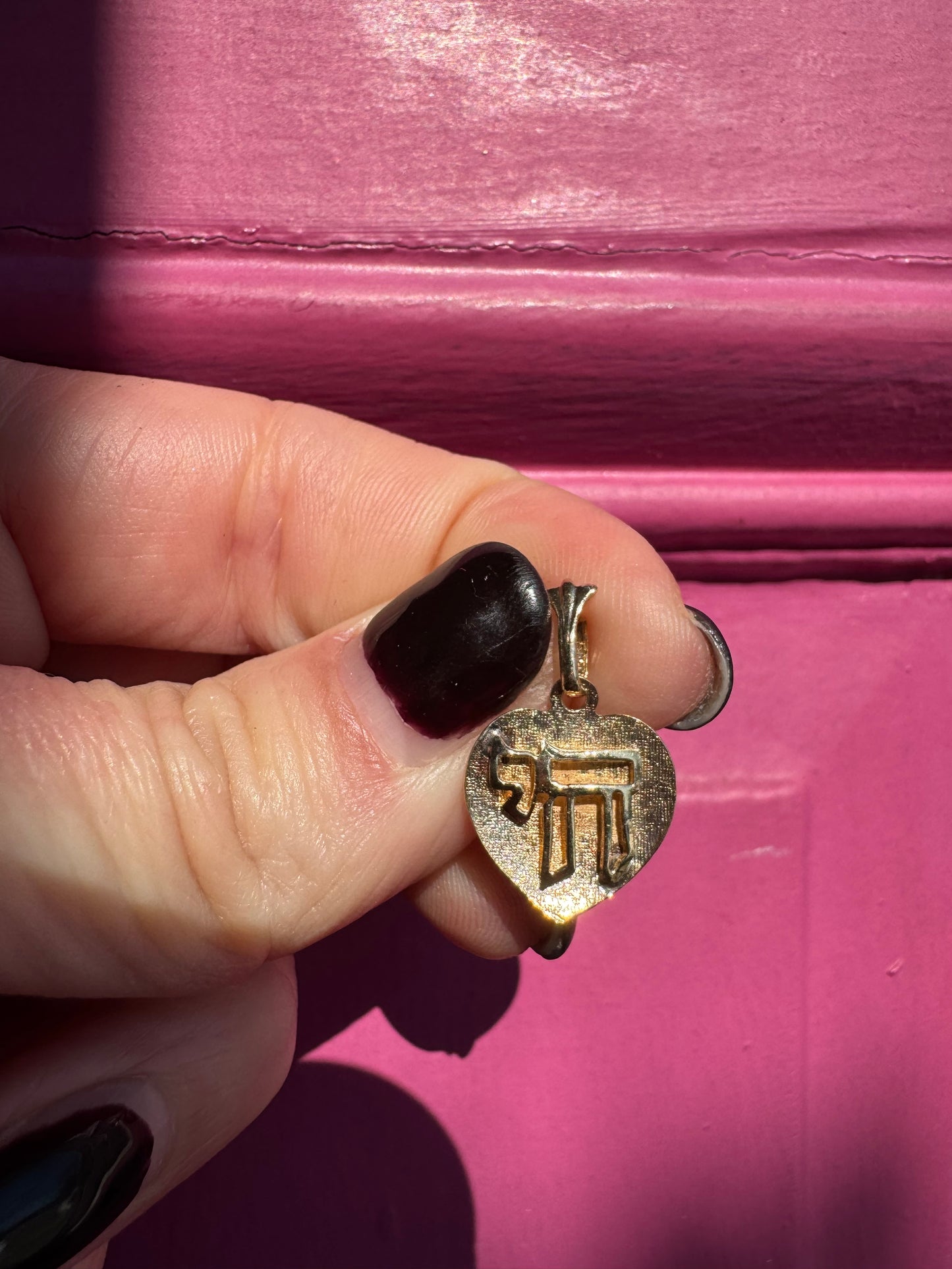 14k chai in heart charm