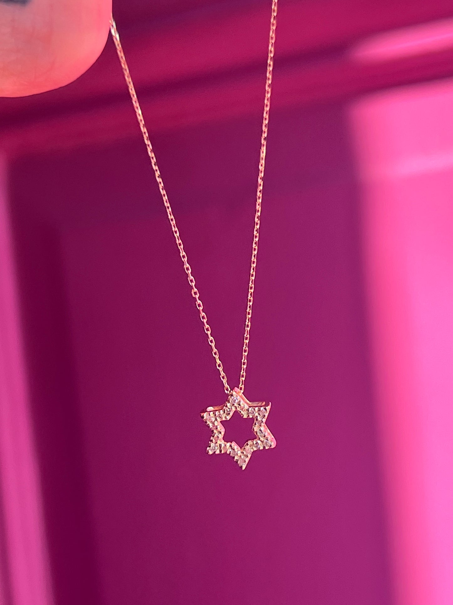 14k diamond open Star of David necklace