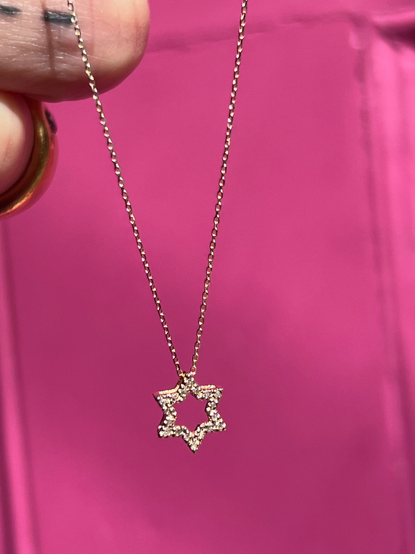 14k diamond open Star of David necklace