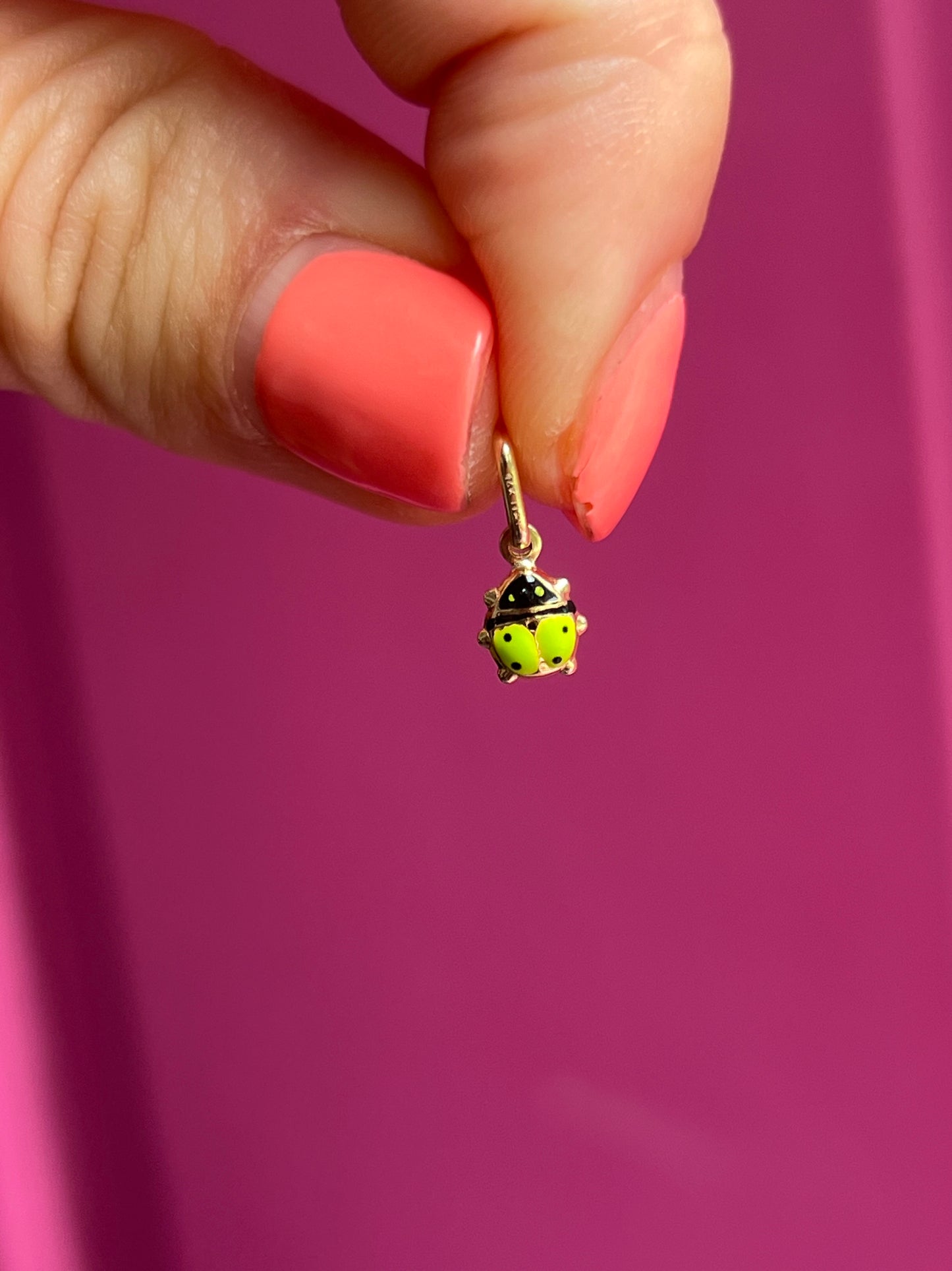 14k enamel ladybug charm - smaller size