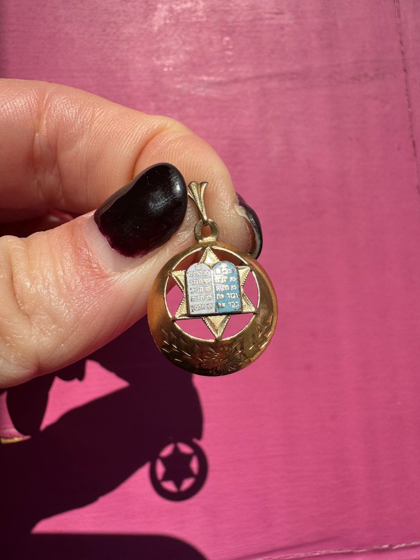 14k enamel tablets Judaica charm