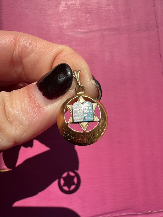 14k enamel tablets Judaica charm
