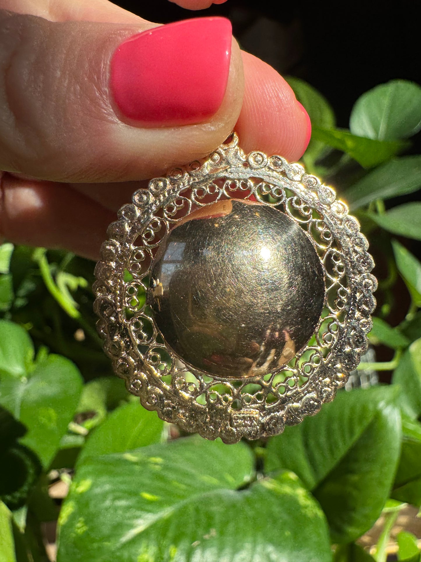 Oversized vintage chai pendant