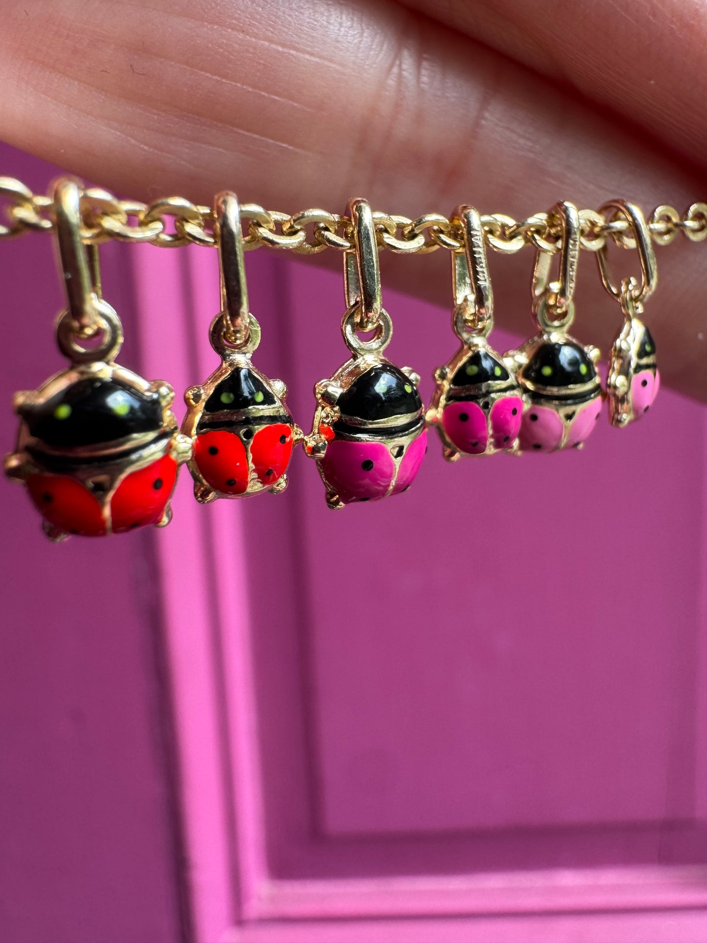 14k enamel ladybug charm - small